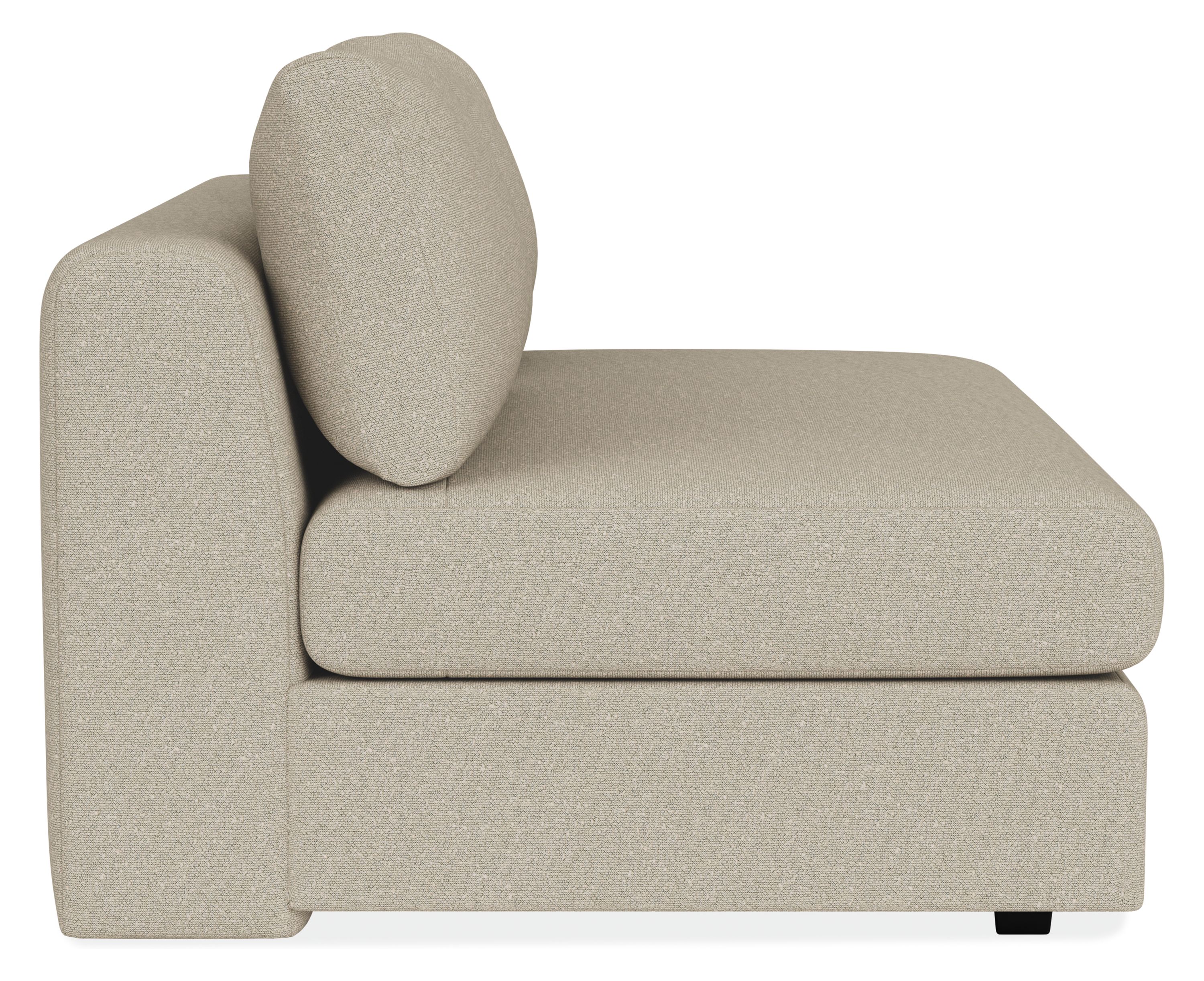 Side view of Hannah 62 Armless Loveseat in Declan Natural Fabric.
