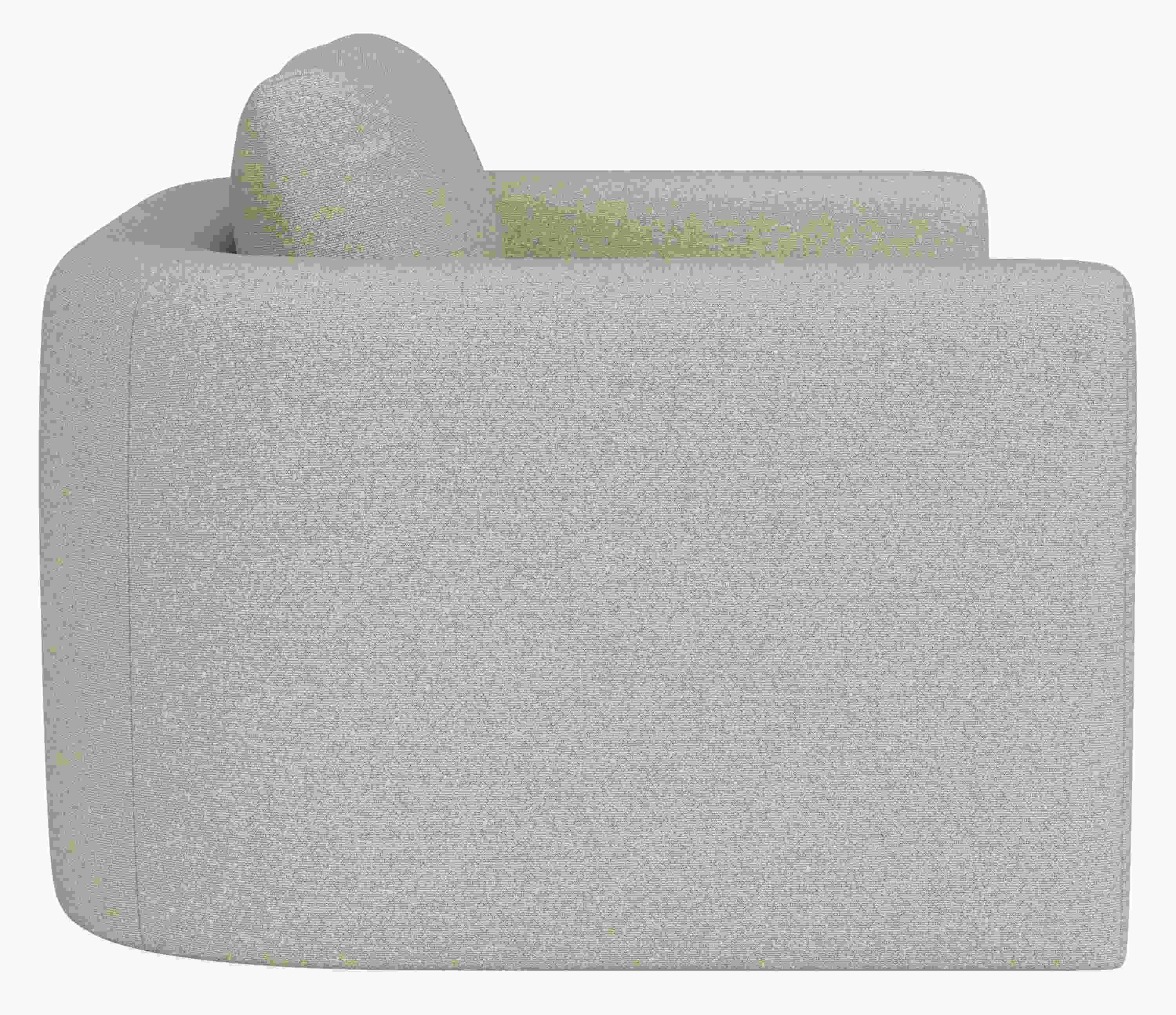 Side view of Hannah 76 Bench Cushion Sofa in Declan Natural Fabric.