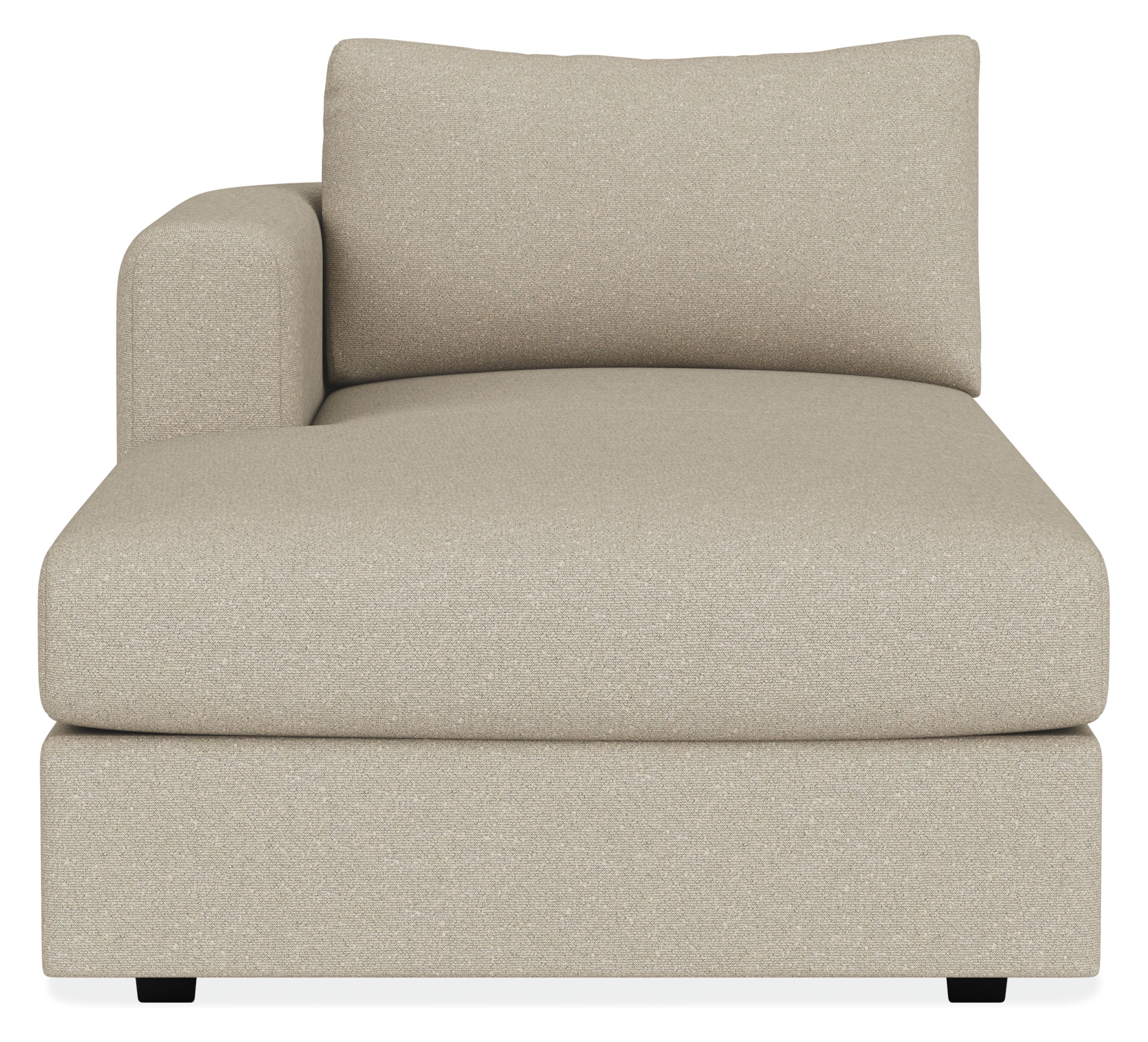 Front view of Hannah Left-Arm Chaise in Declan Natural Fabric.