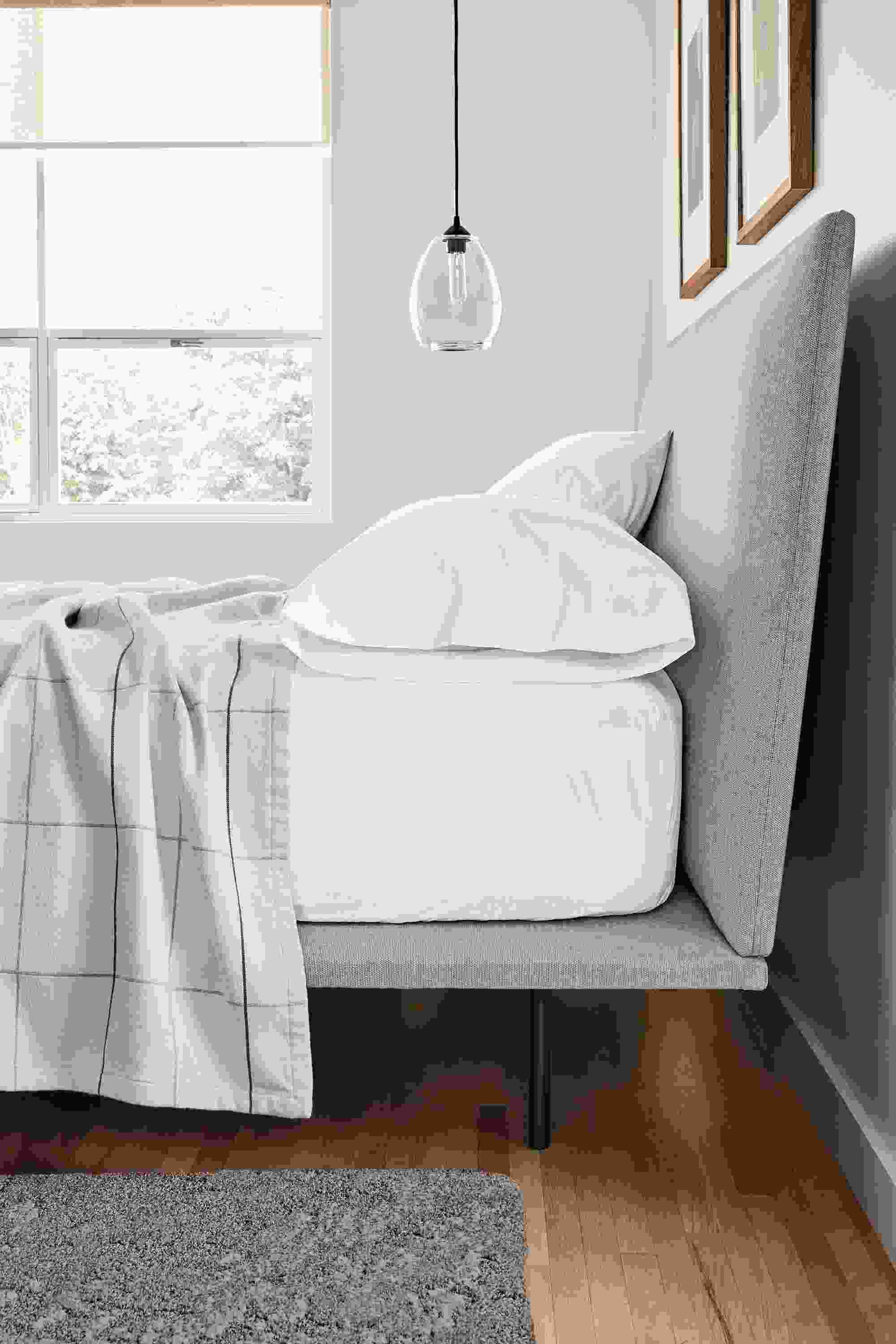Close side detail of Hanson bed headboard.