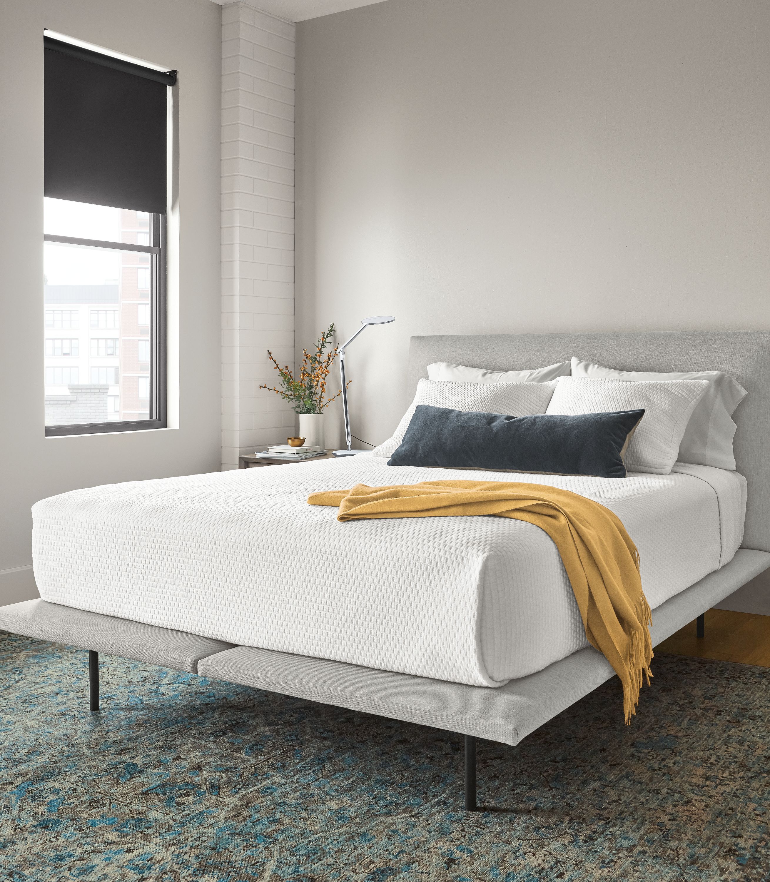 Detail of Hanson bed in modern bedroom.