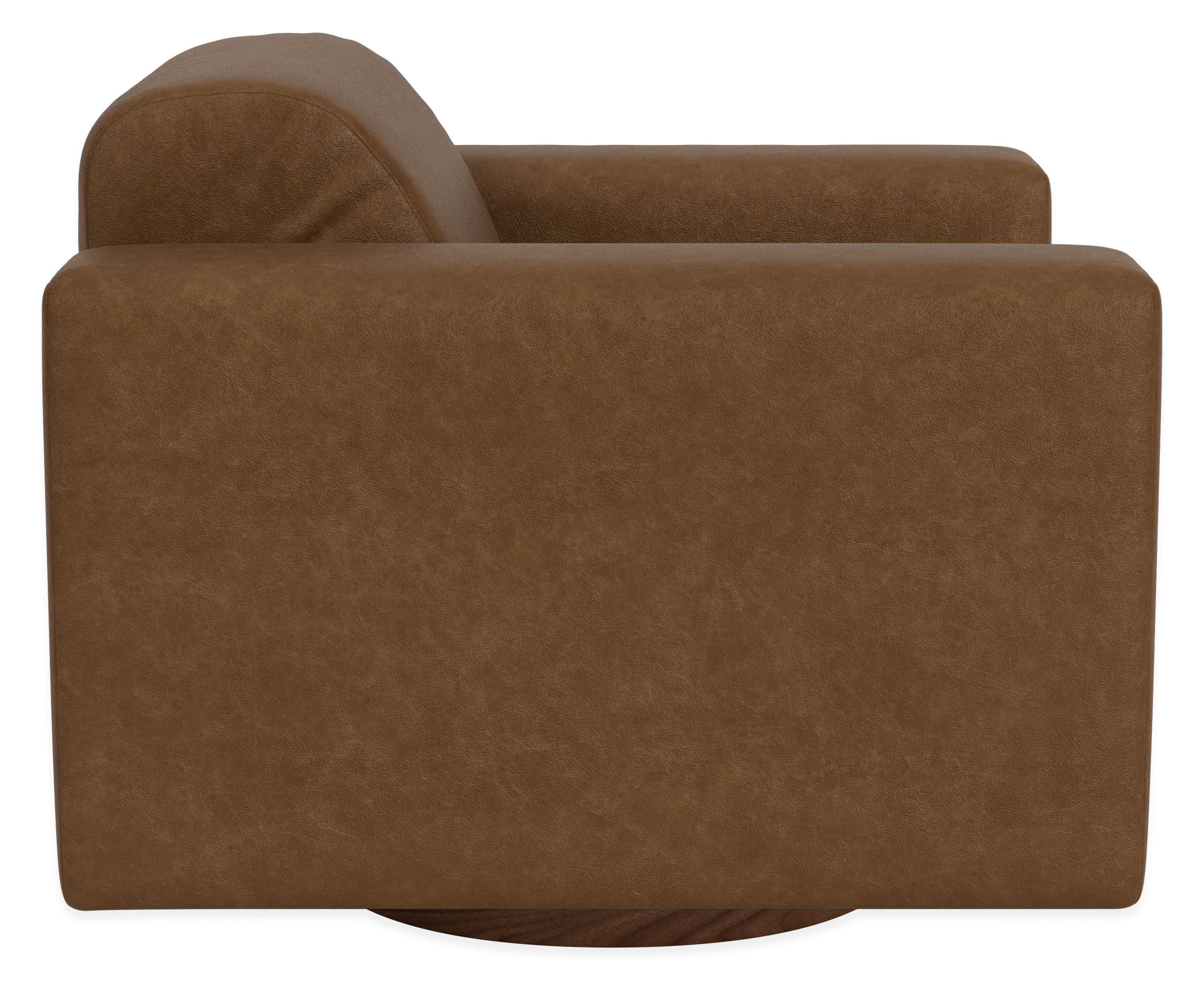 Side  view of Harmon Swivel Chair in Palermo Bourbon leather.