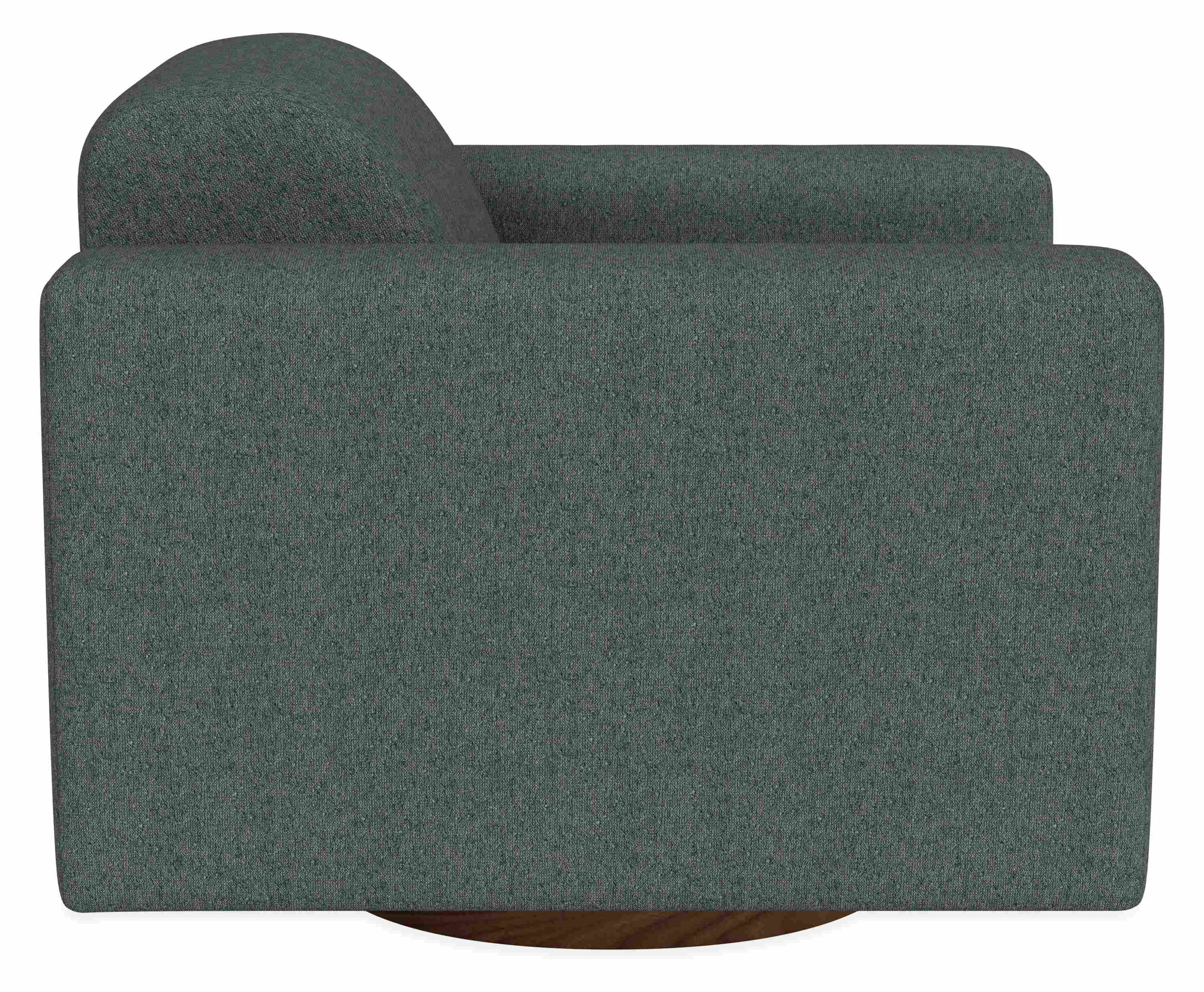 Side view of Harmon Swivel Chair in Declan Haze.