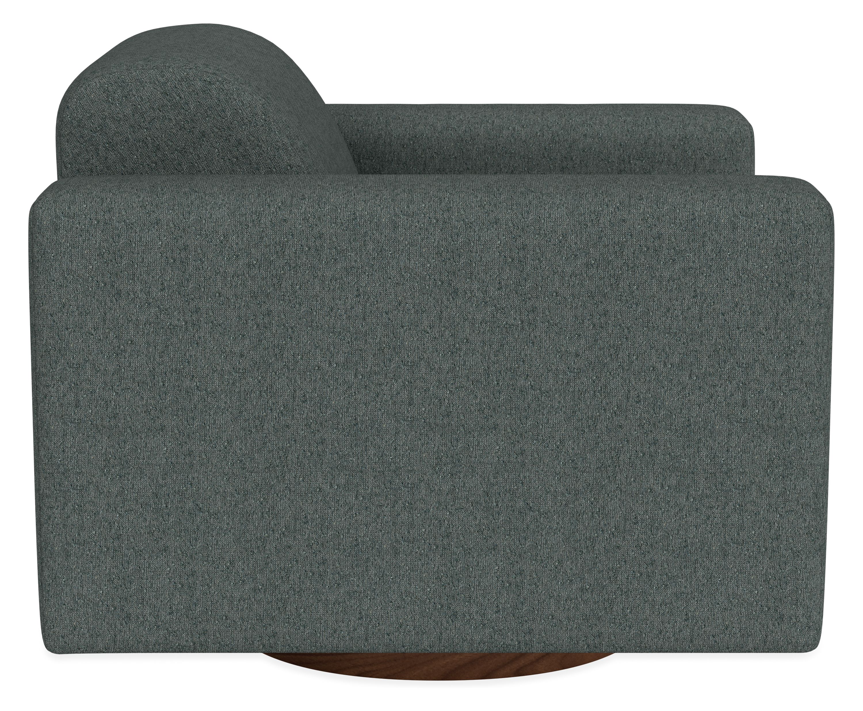 Side view of Harmon Swivel Chair in Declan Haze.