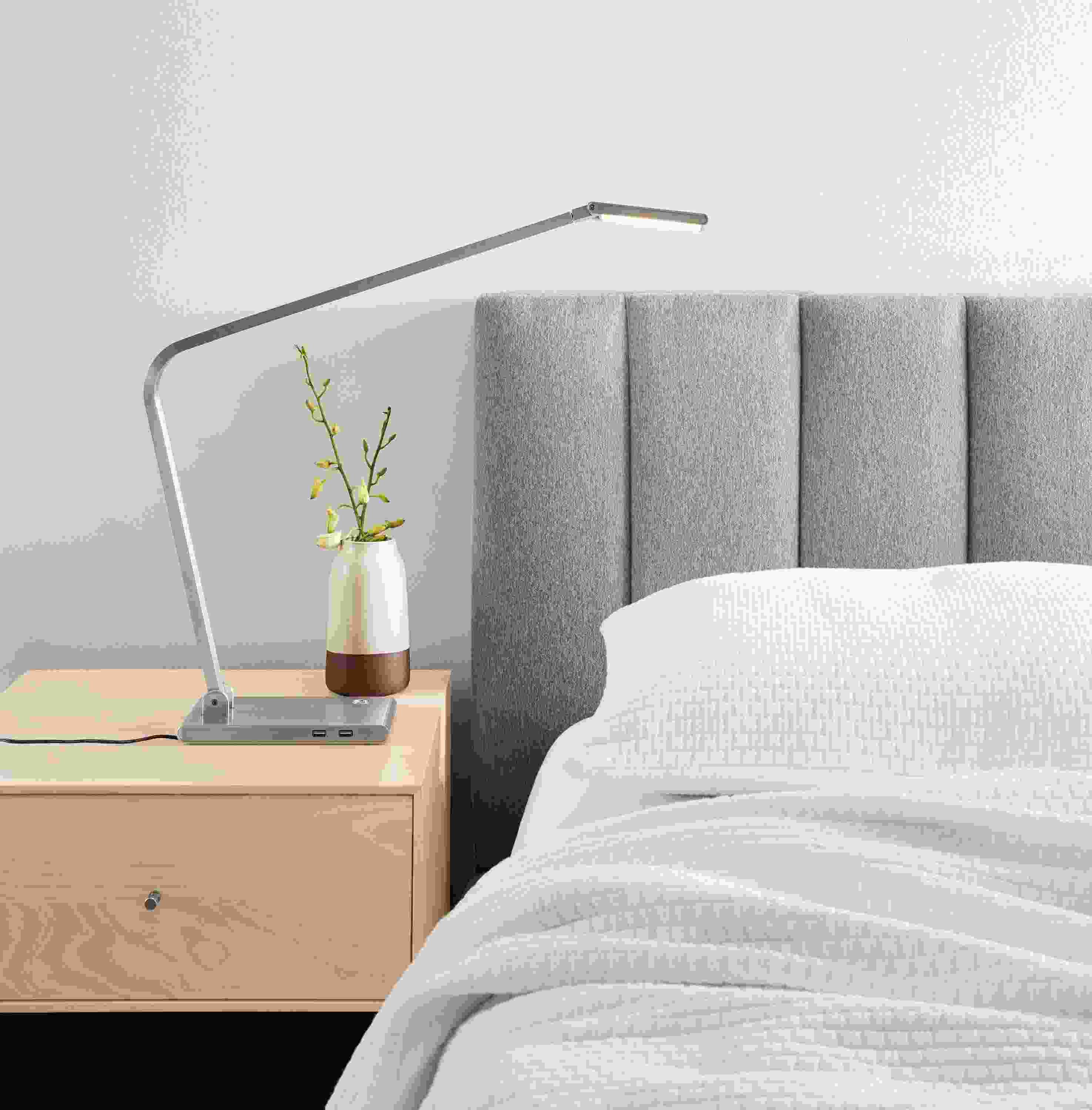 Side detail of Hartley upholstered headboard.