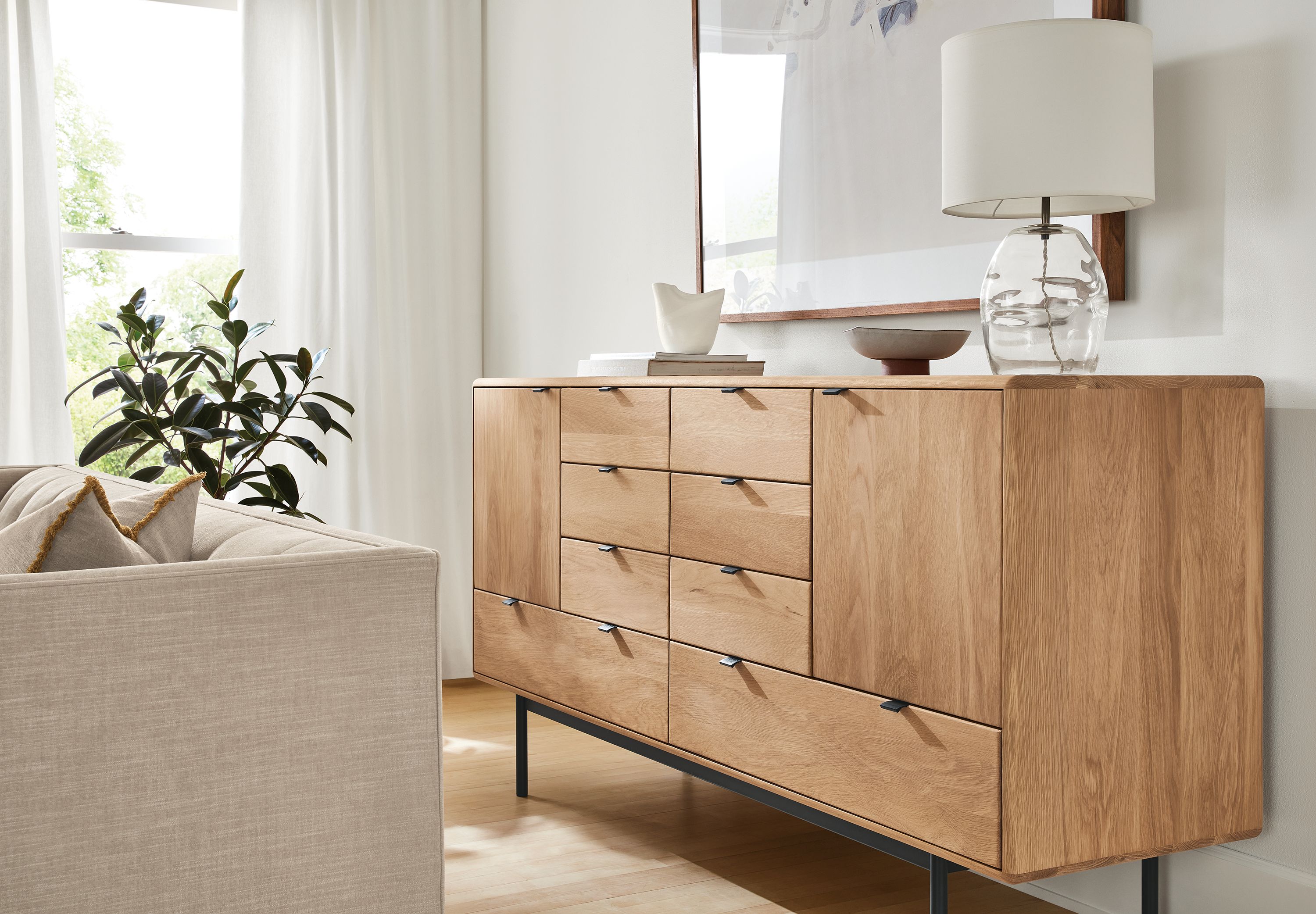 72w 37h dresser in oak with rye stain/graphite