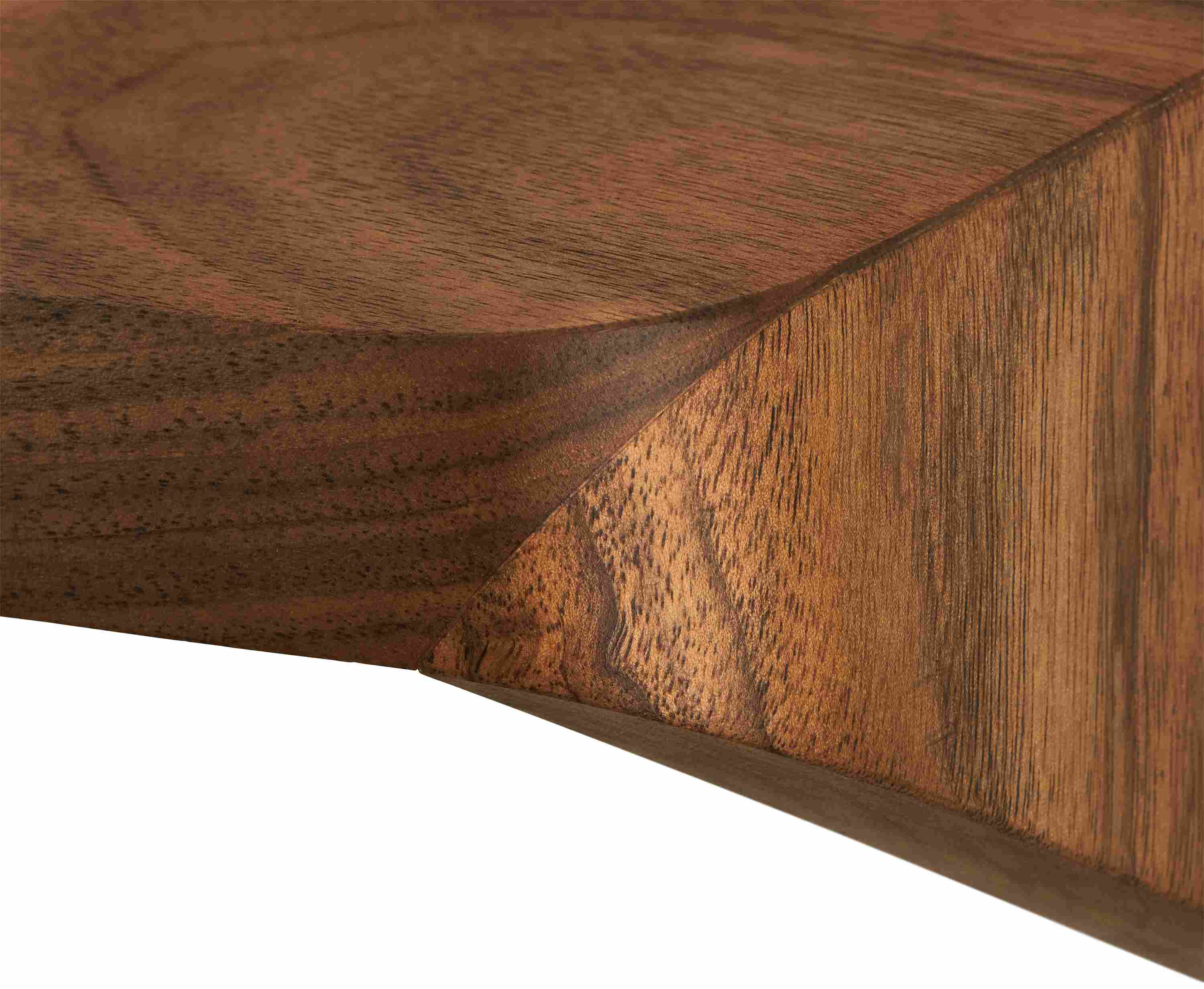 corner detail of Herbert shelf in grafted walnut.