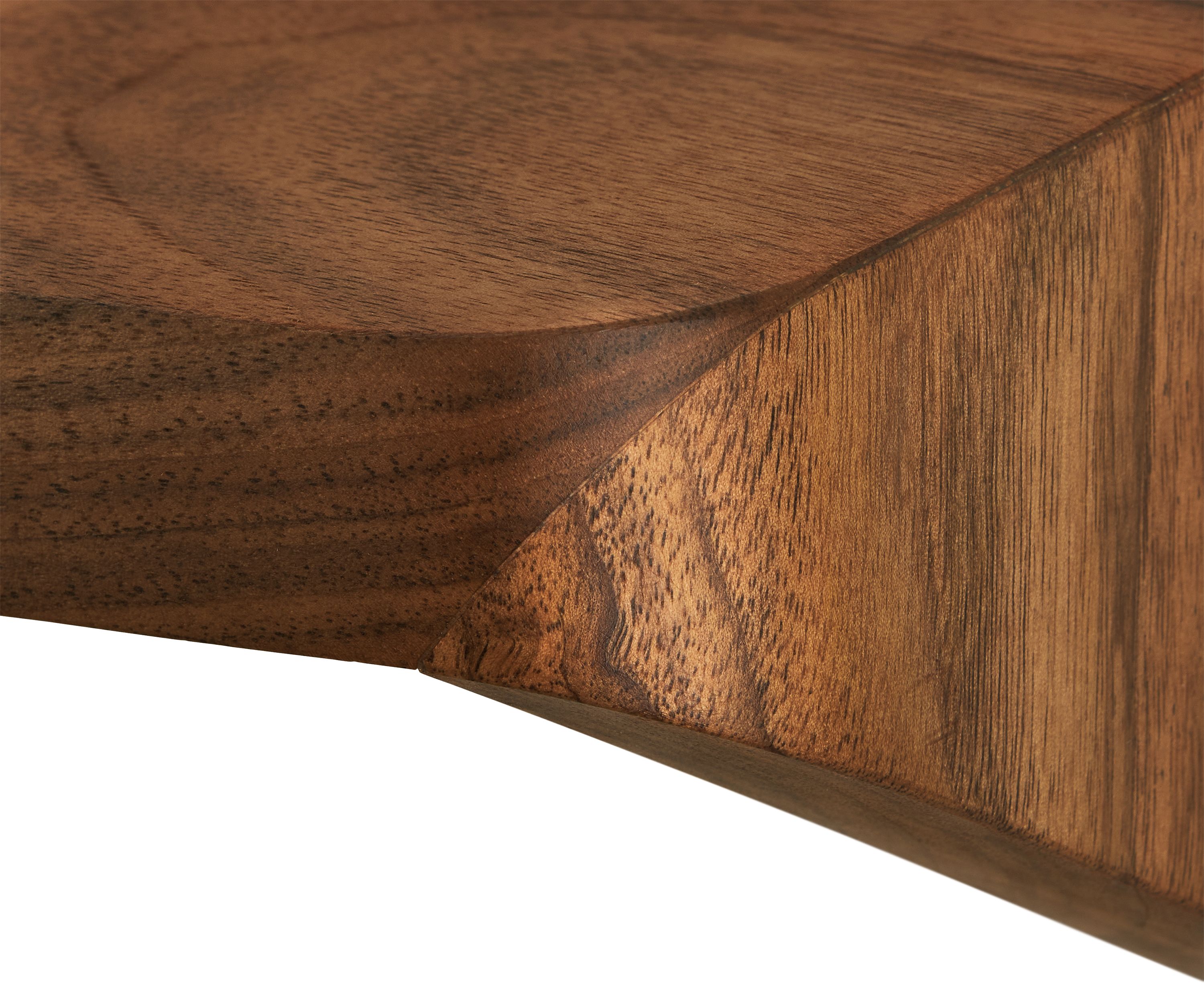 corner detail of Herbert shelf in grafted walnut.