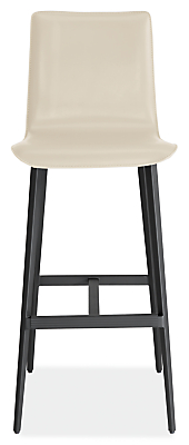 Front view of Hirsch Bar Stool in Ivory with Metal Legs.