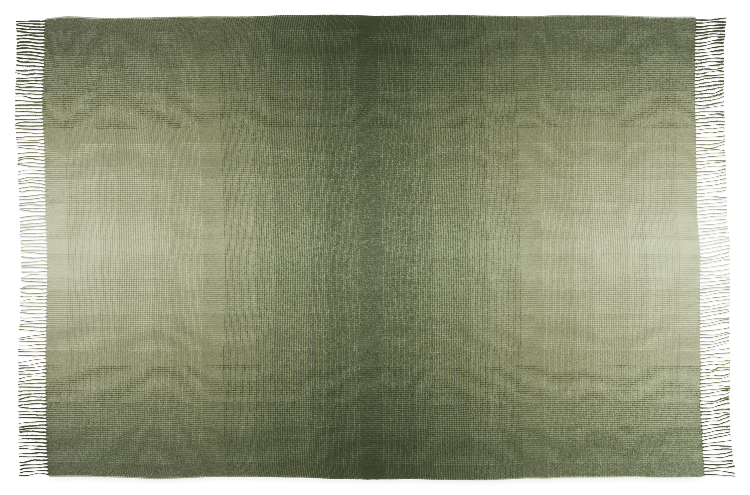 Detail of Horizon Micro Plaid Throw Blanket in Sage.