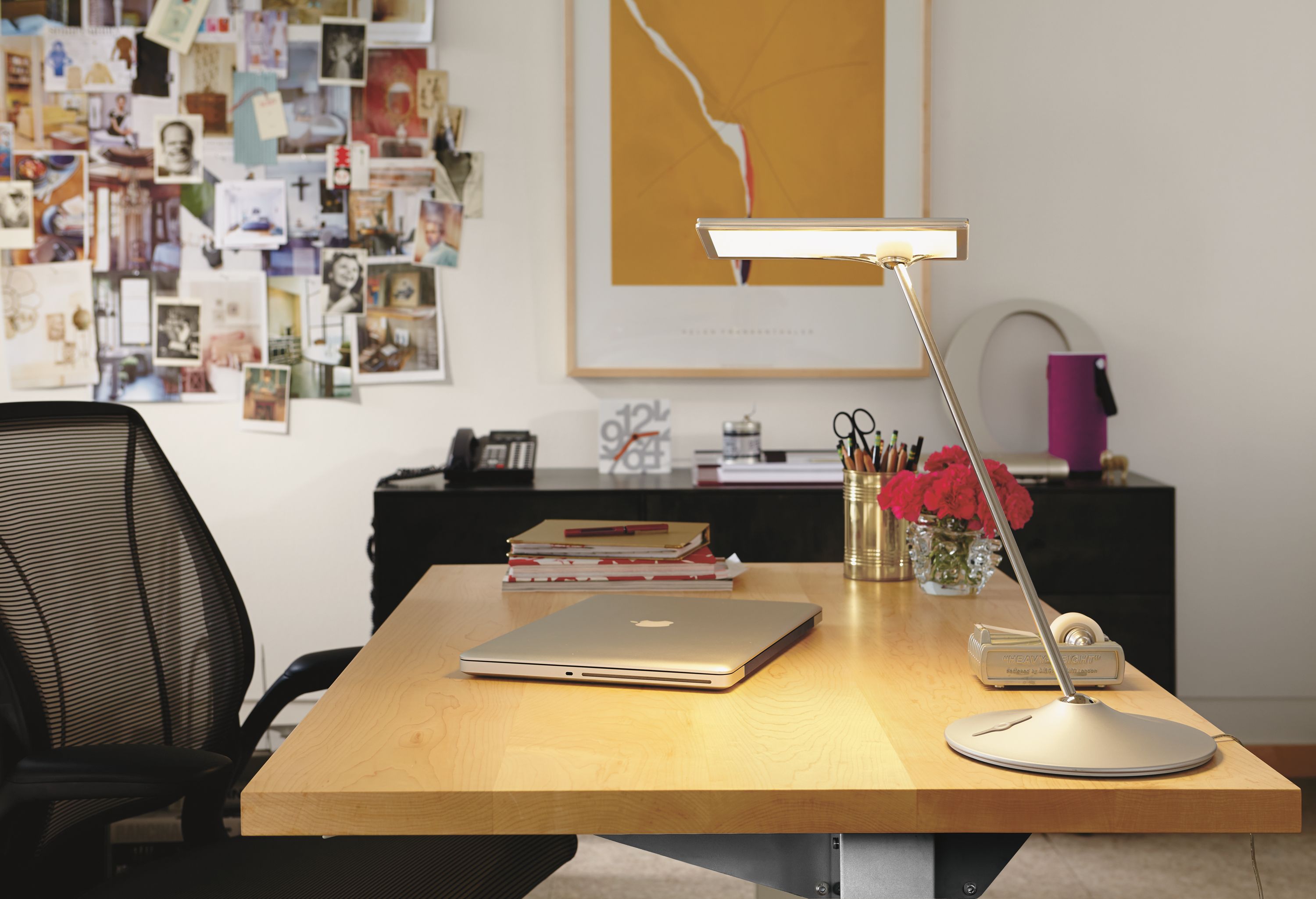 Detail of Horizon LED lamp in creative space.