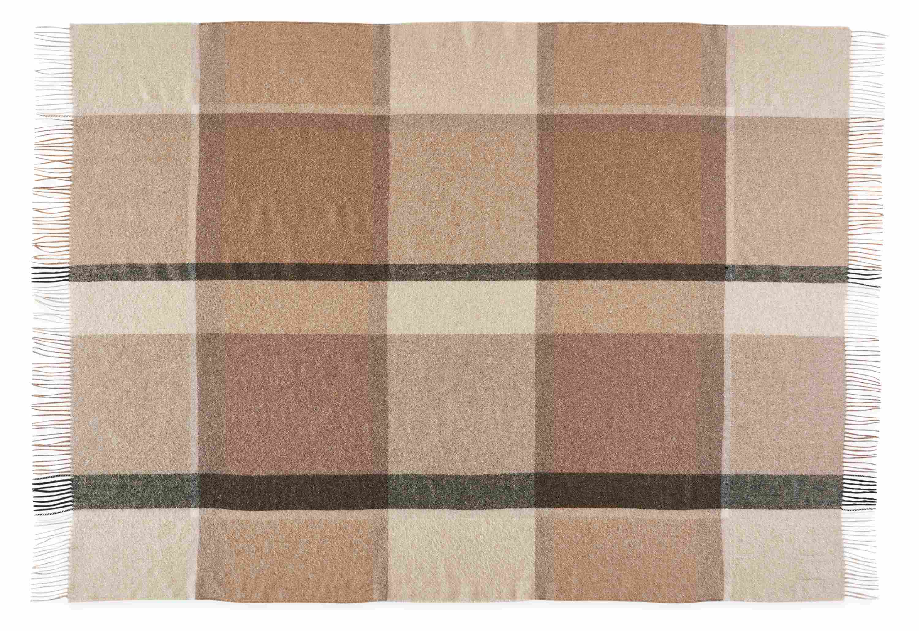 Open detail of Horizon Plaid Throw Blanket in Mocha.