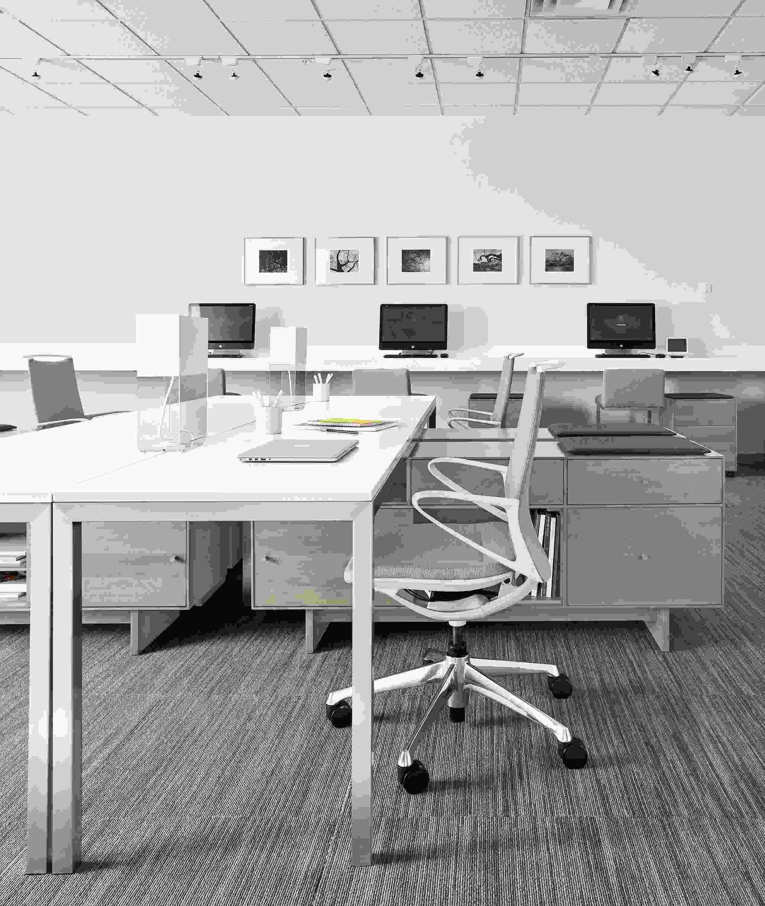 Side detail of Hudson office benching systems.