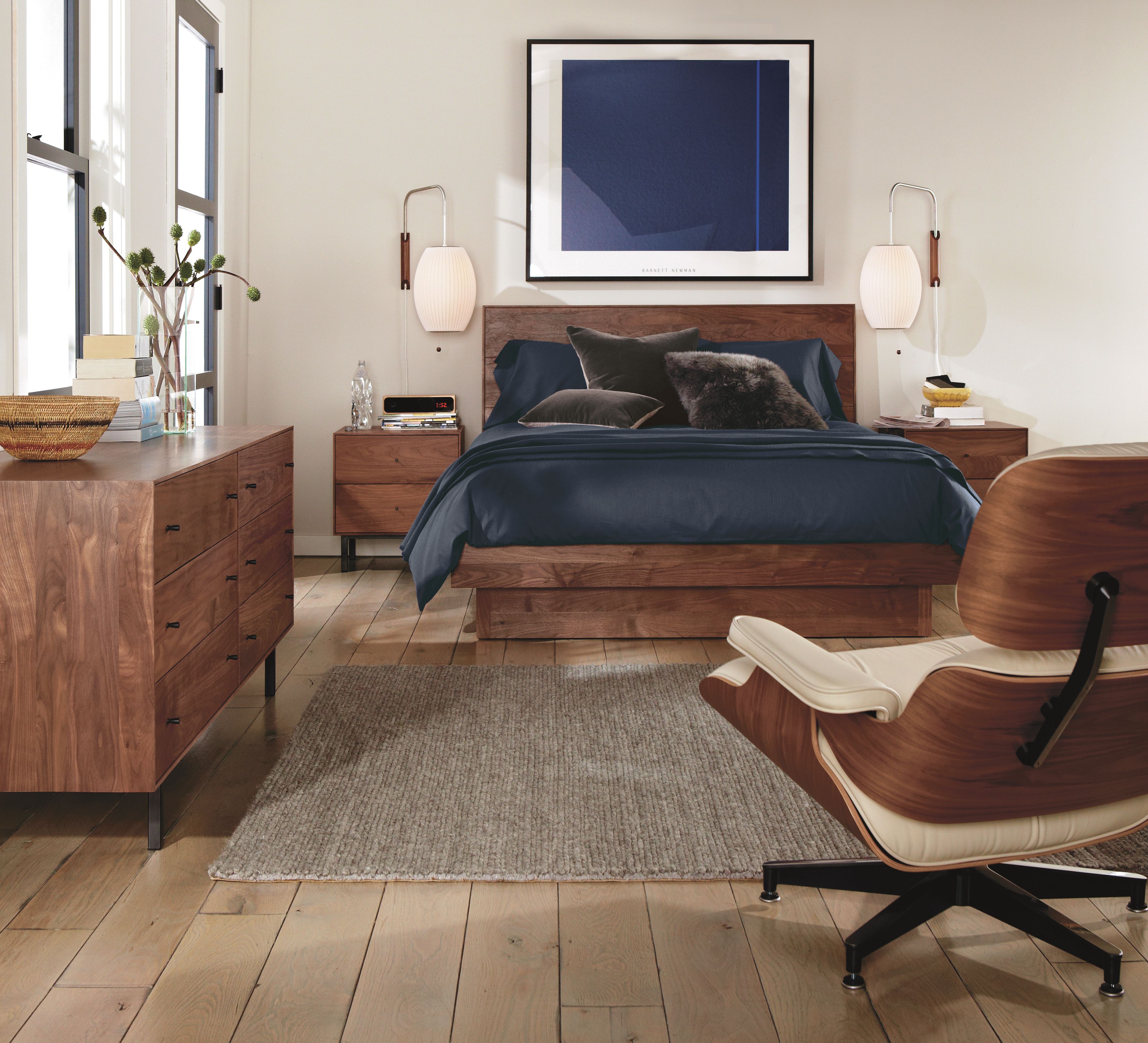 Bedroom with Hudson bed in walnut.