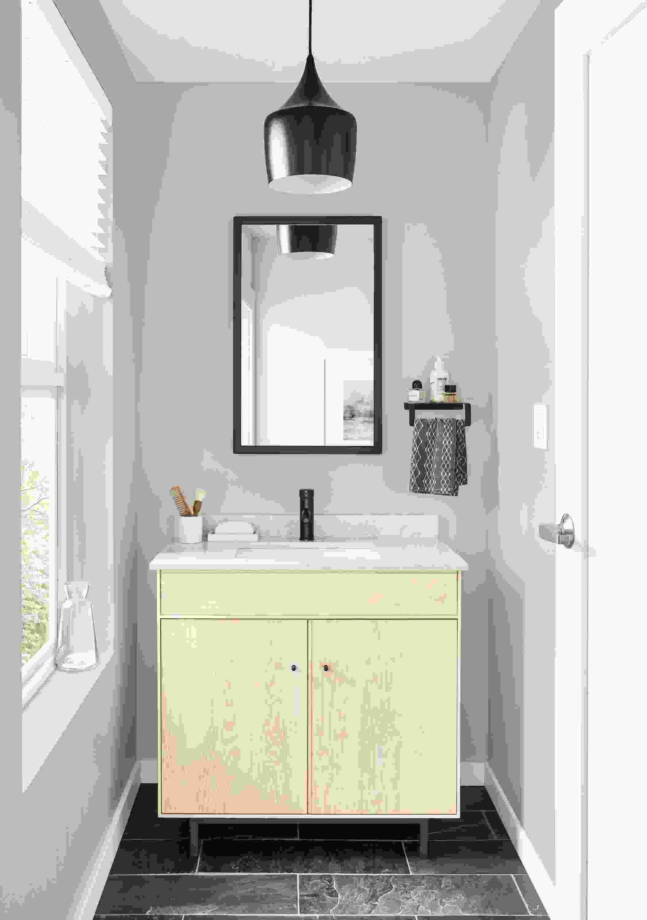 Detail of Hudson single sink vanity.