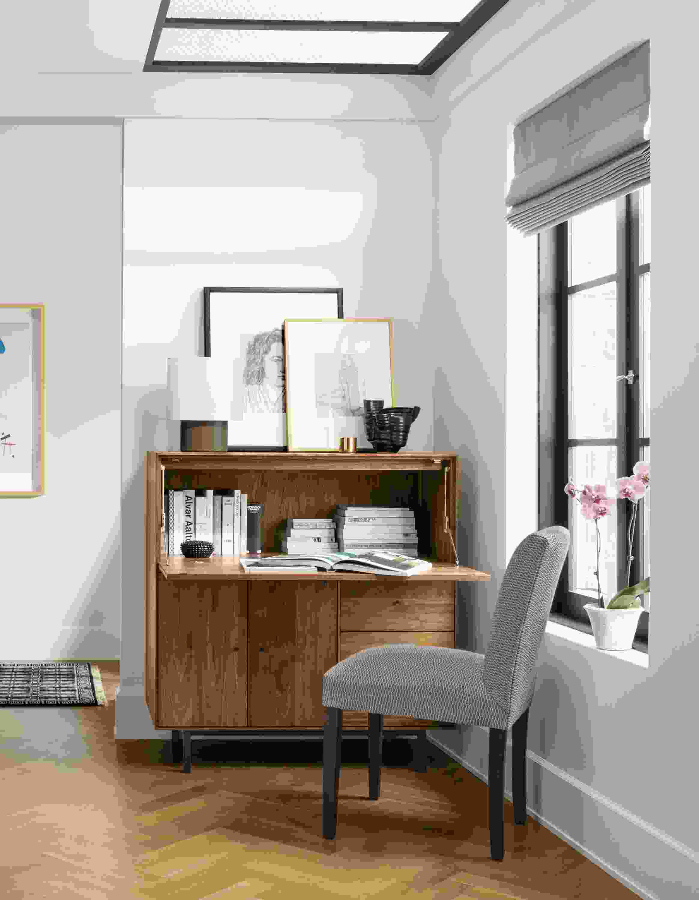 Detail of Hudson office armoire open.