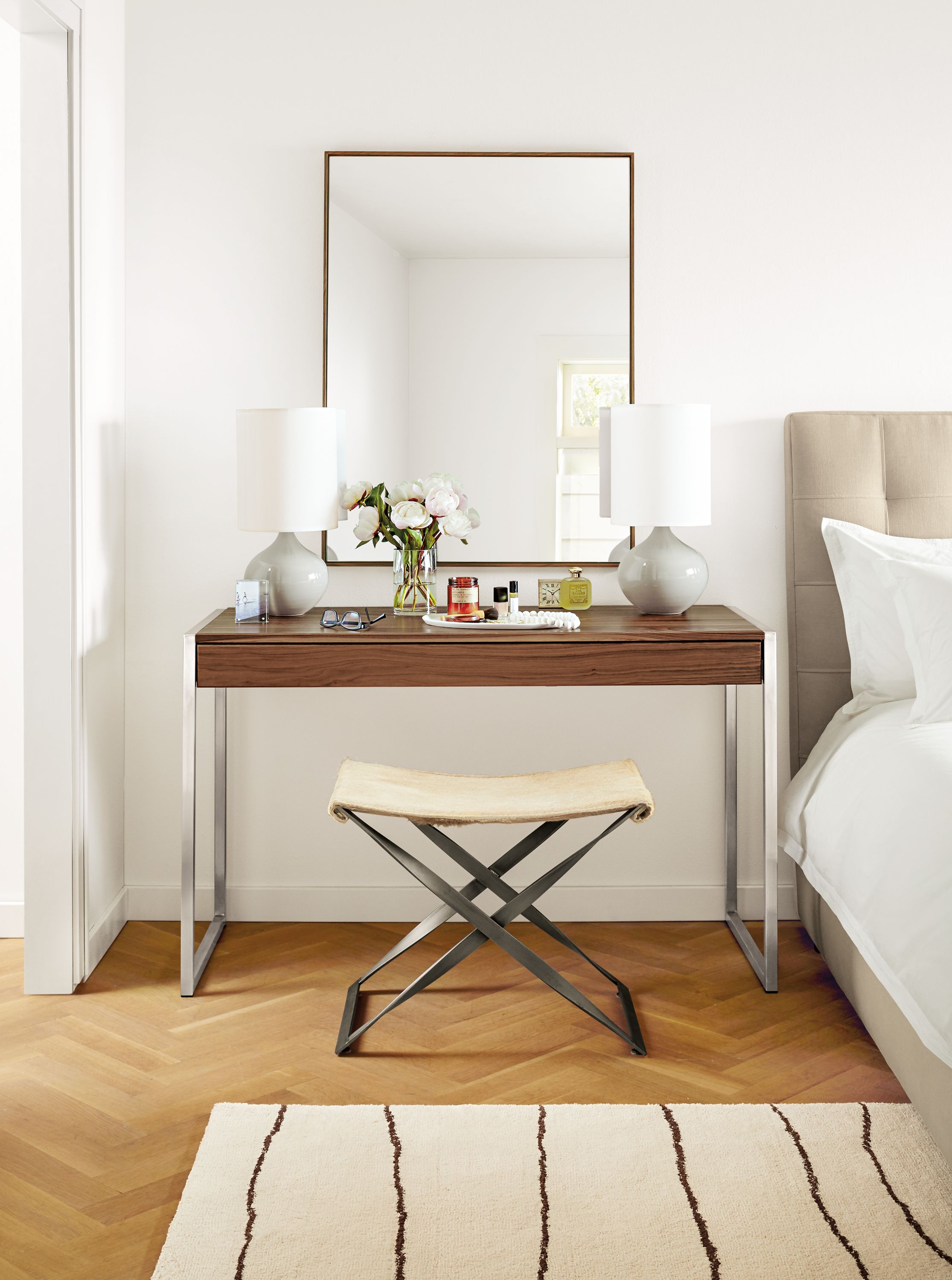 Hudson mirror above desk in bedroom.