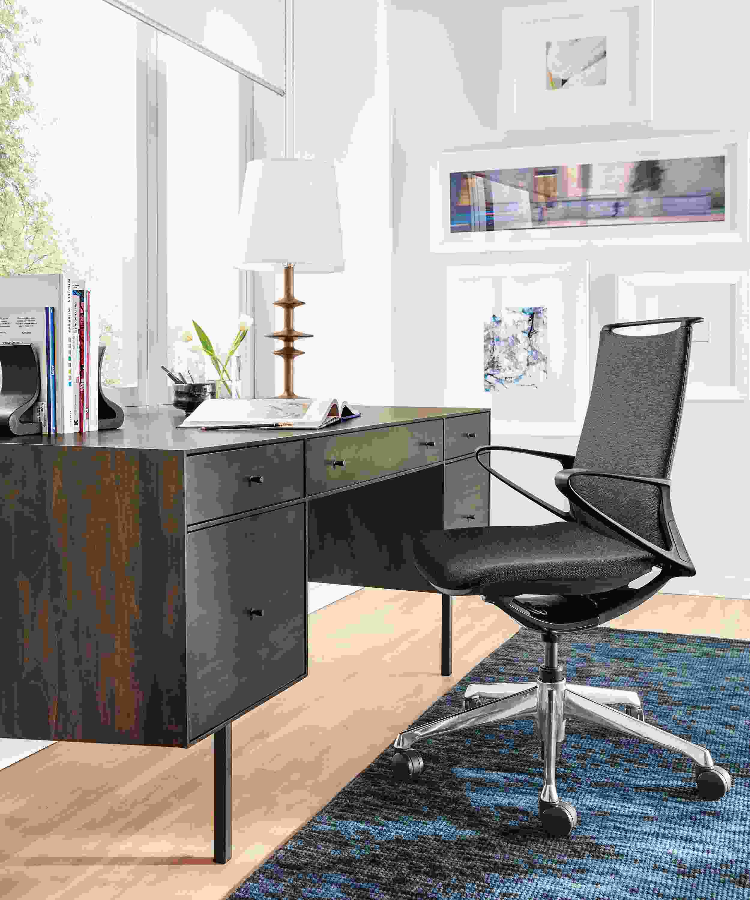 Side detail of Hudson executive wood desk.