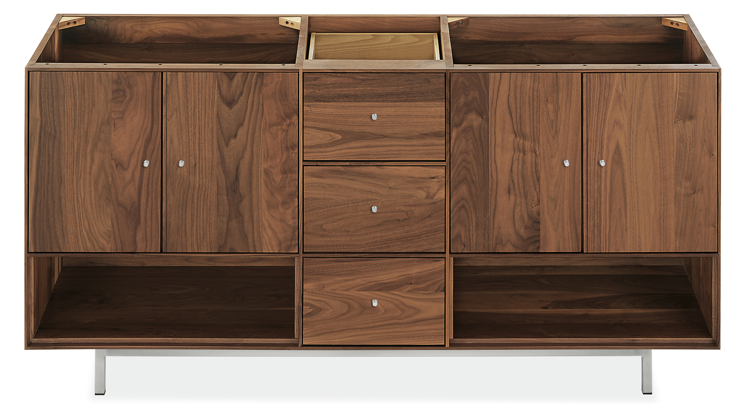 Front view of Hudson 70.5w 21d 33.25h Bathroom Vanity with Shelf without Top.