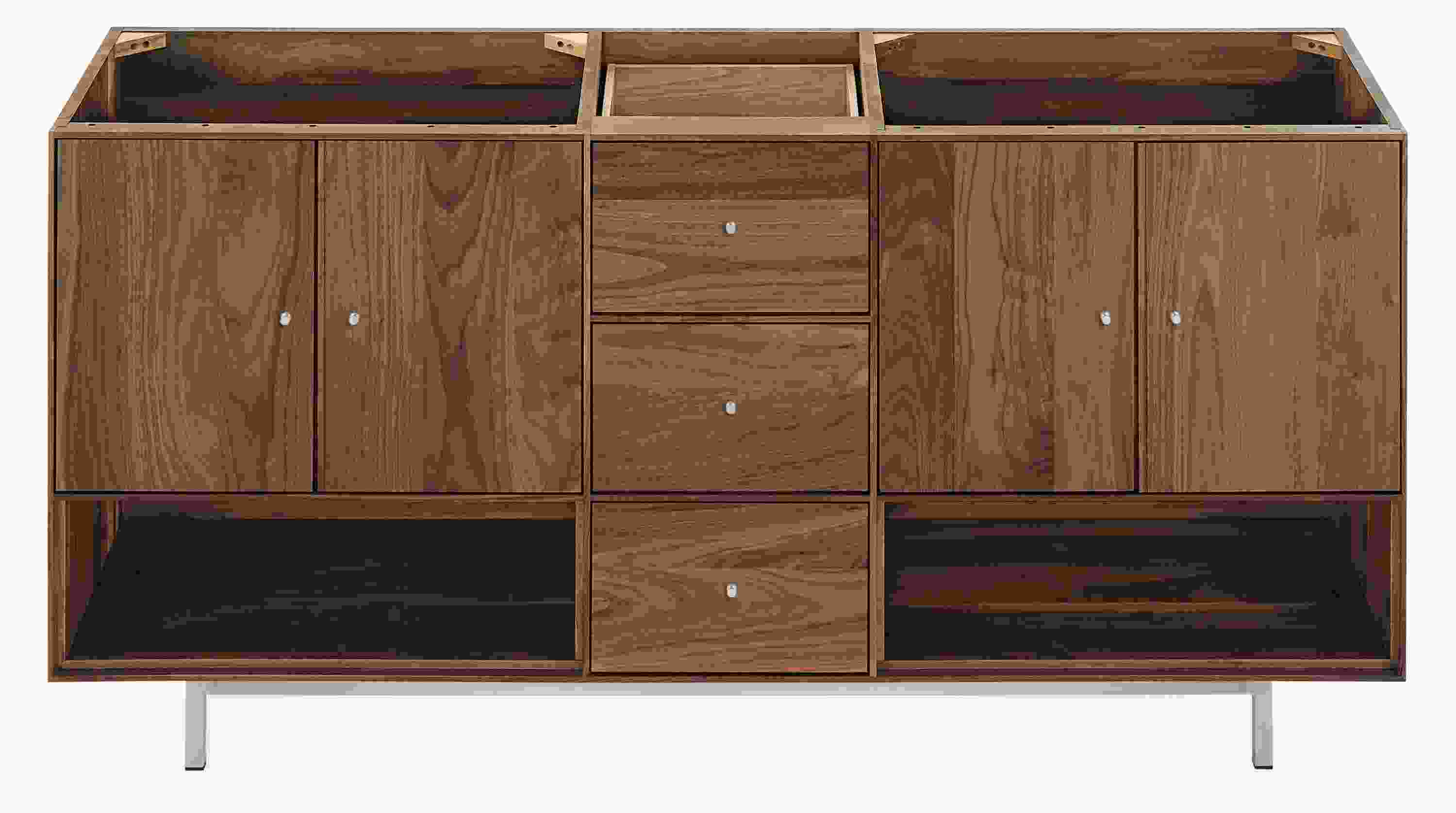 Front view of Hudson 70.5w 21d 33.25h Bathroom Vanity with Shelf without Top.