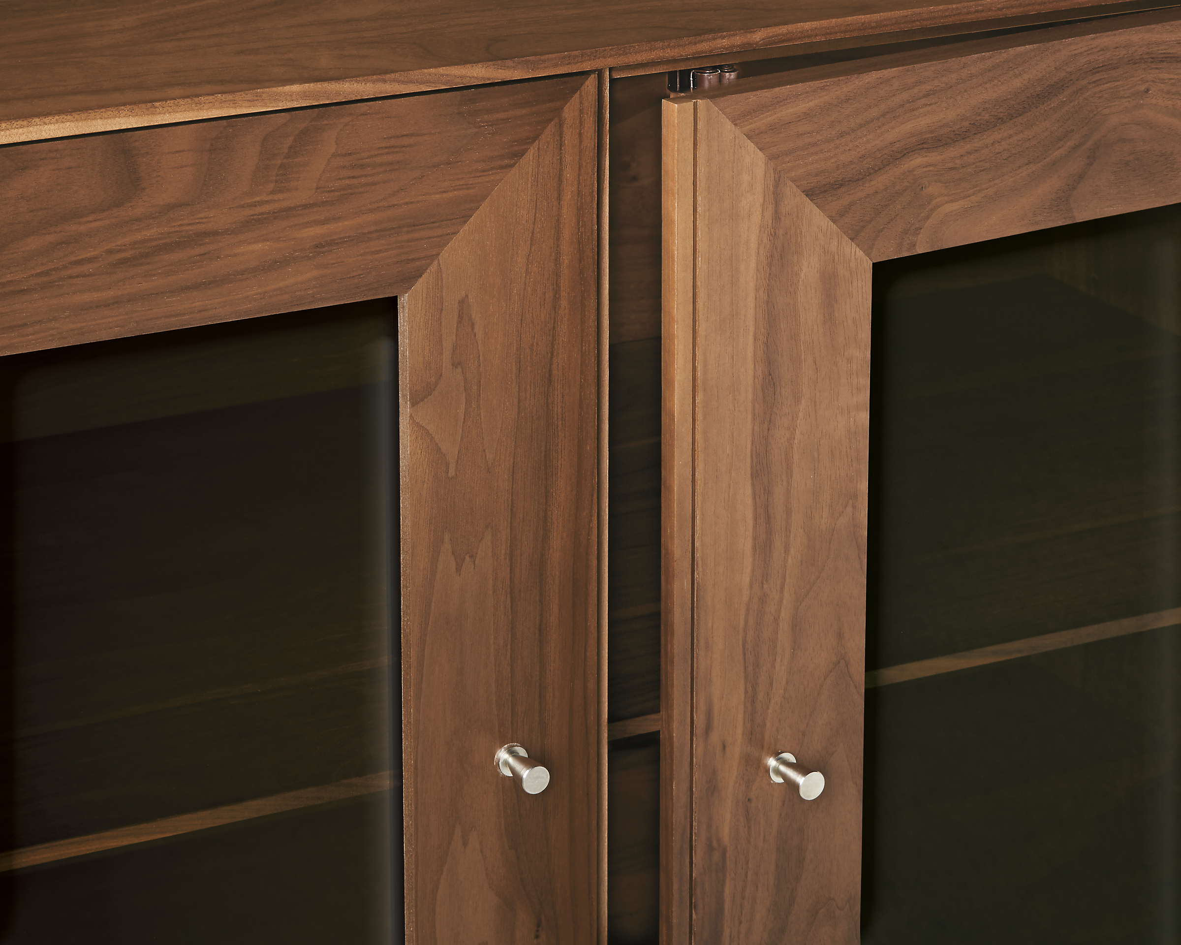 Detail of Hudson Custom cabinet with Doors Astragal Doors in Walnut.