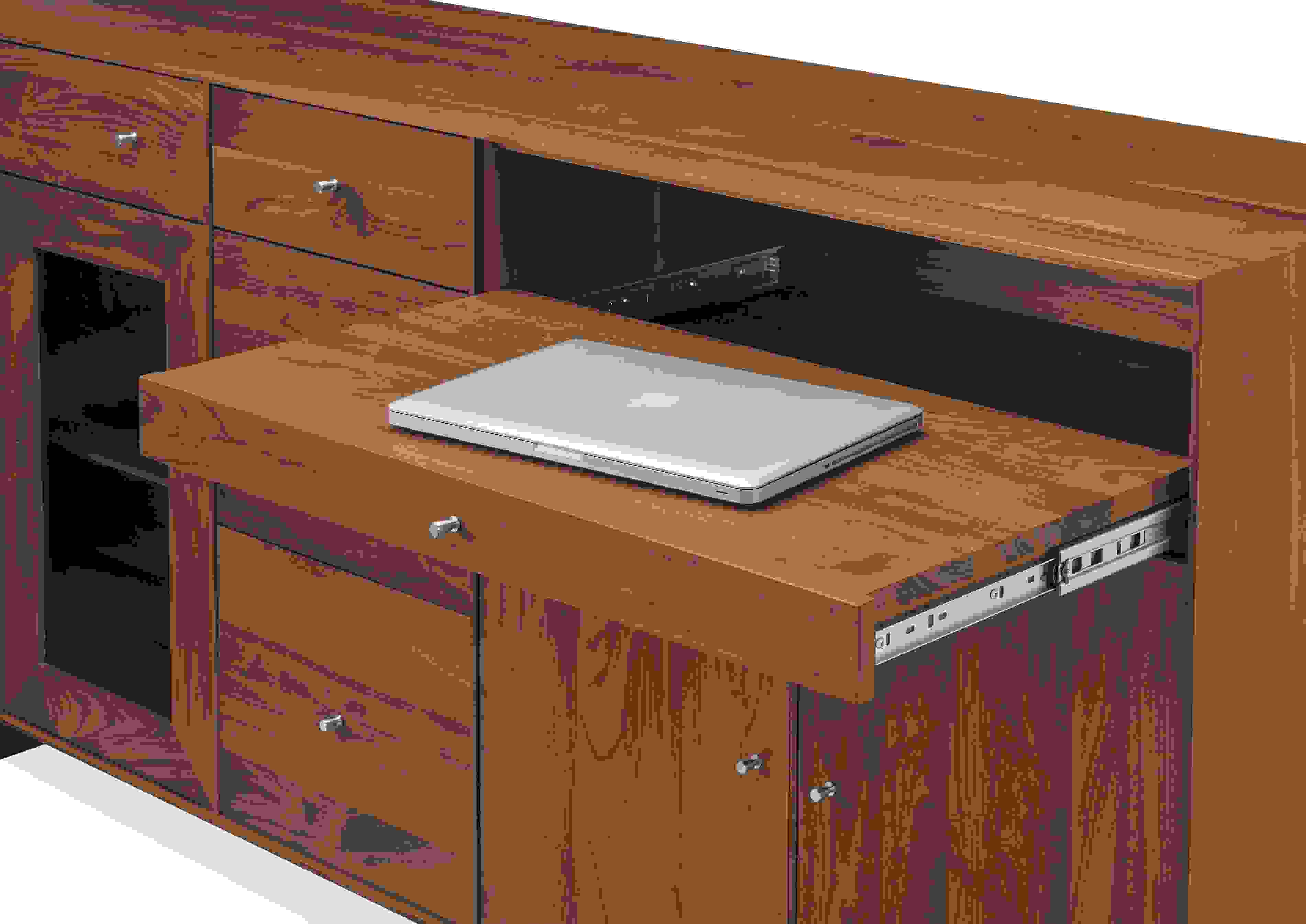 Detail of Hudson Custom Pull-out work surface.