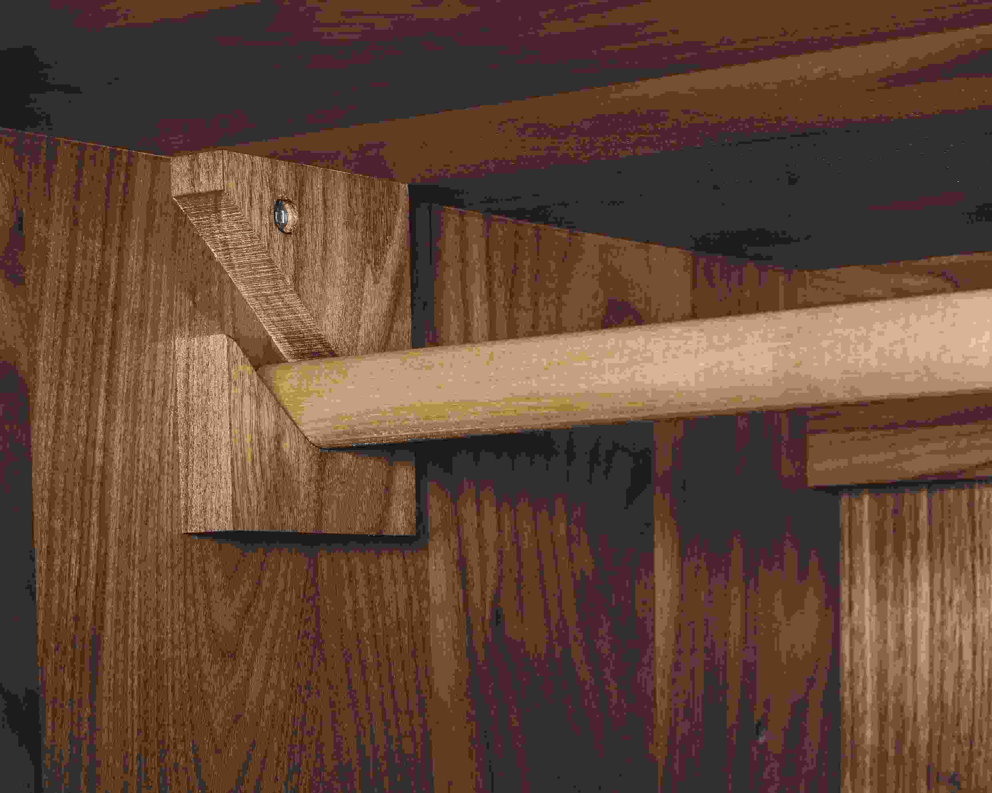 Detail of Hudson Custom Wardrobe Bar and Bracket and Bar.