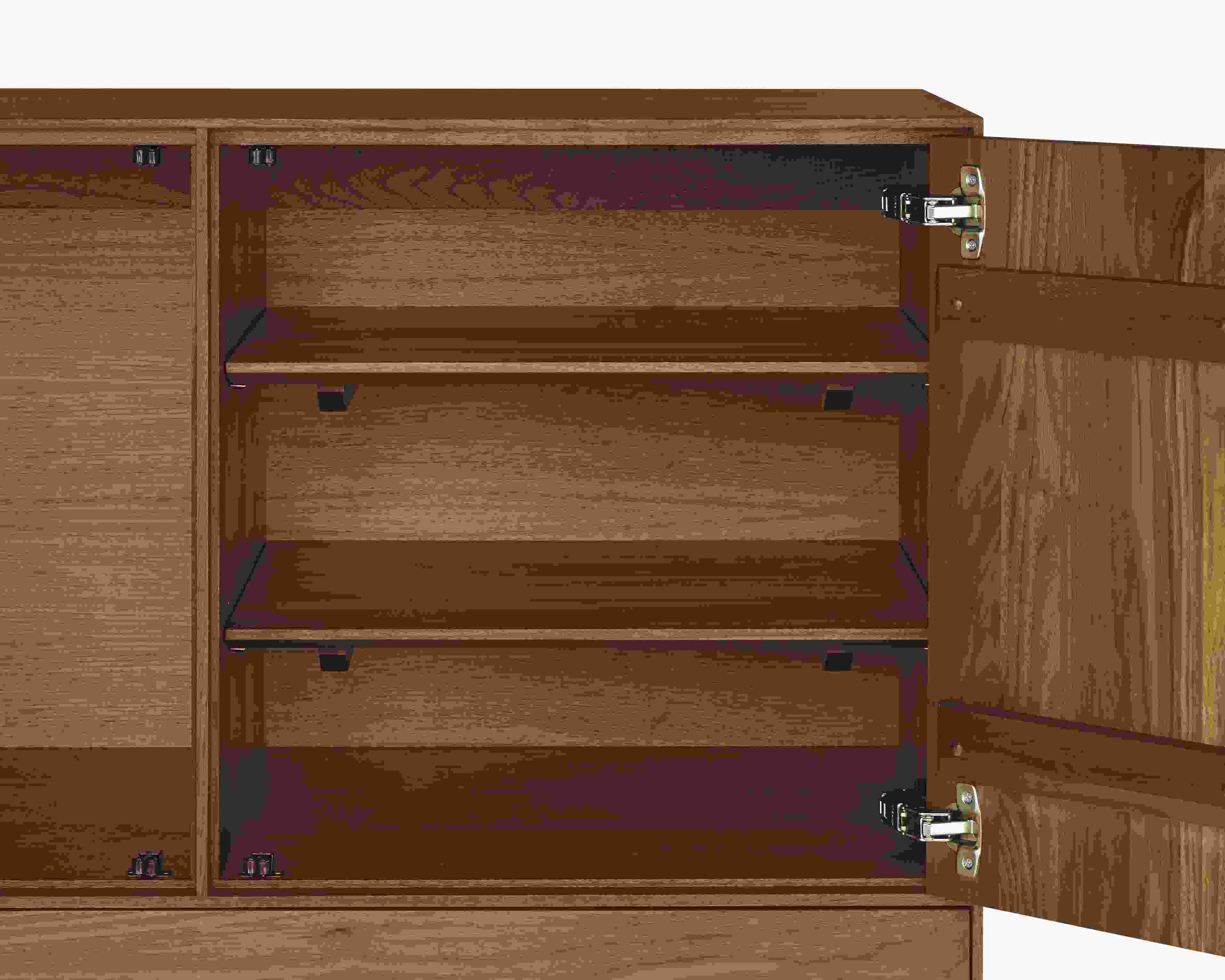 Detail of Hudson Additional Shelf in Walnut.