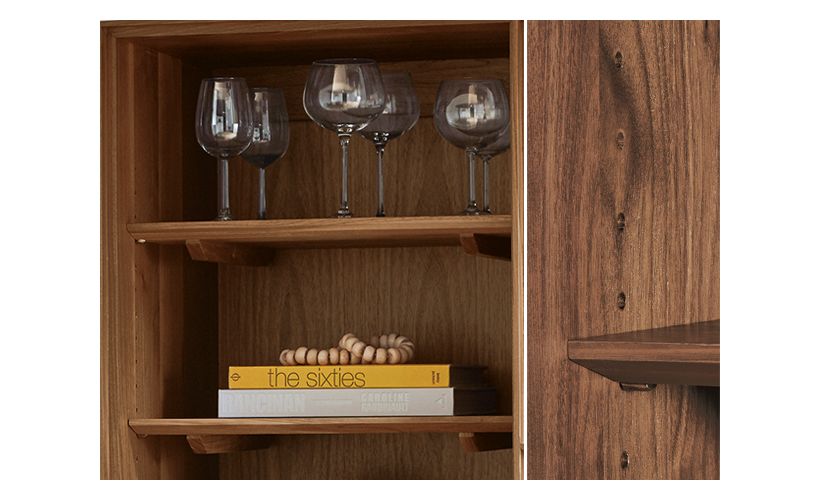 Detail of Hudson Custom Cabinet Door Shelves.