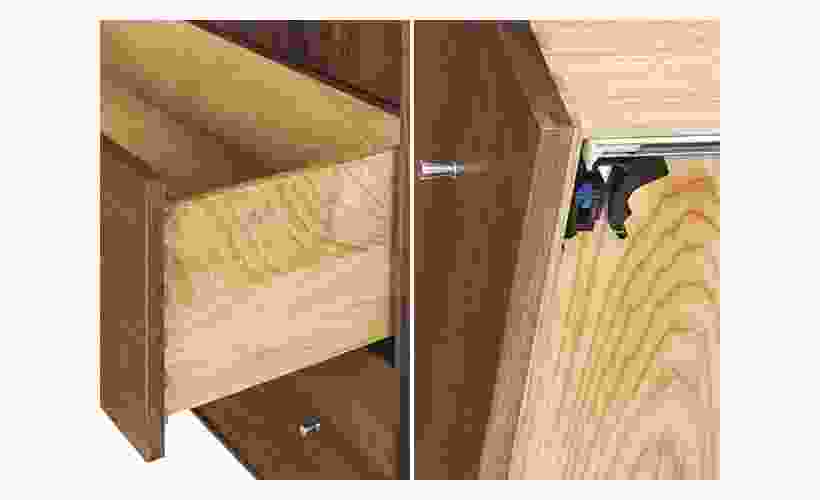 Detail of Hudson Custom Cabinet Drawer Undermount Glide.