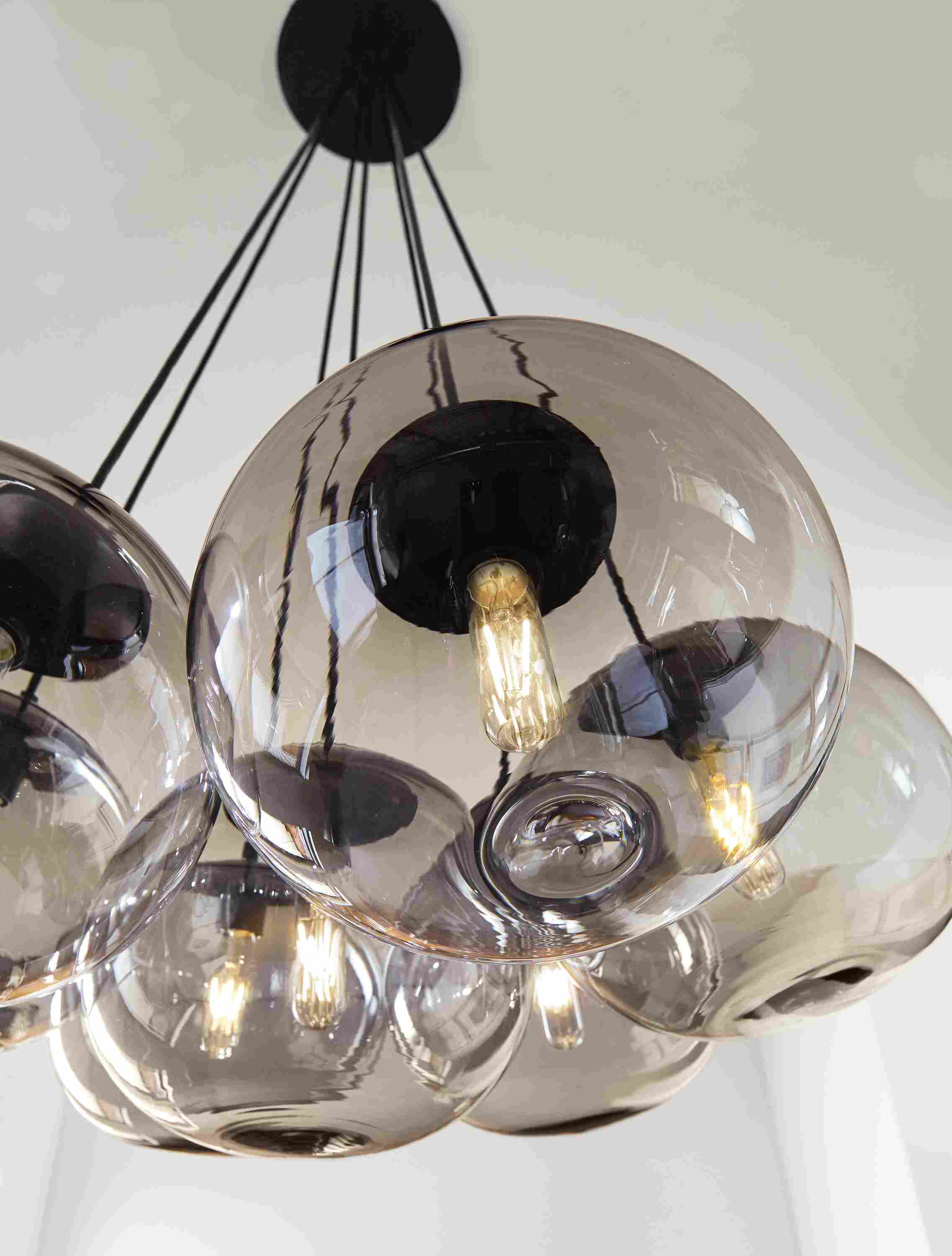 Detail view of Humboldt globe chandelier.