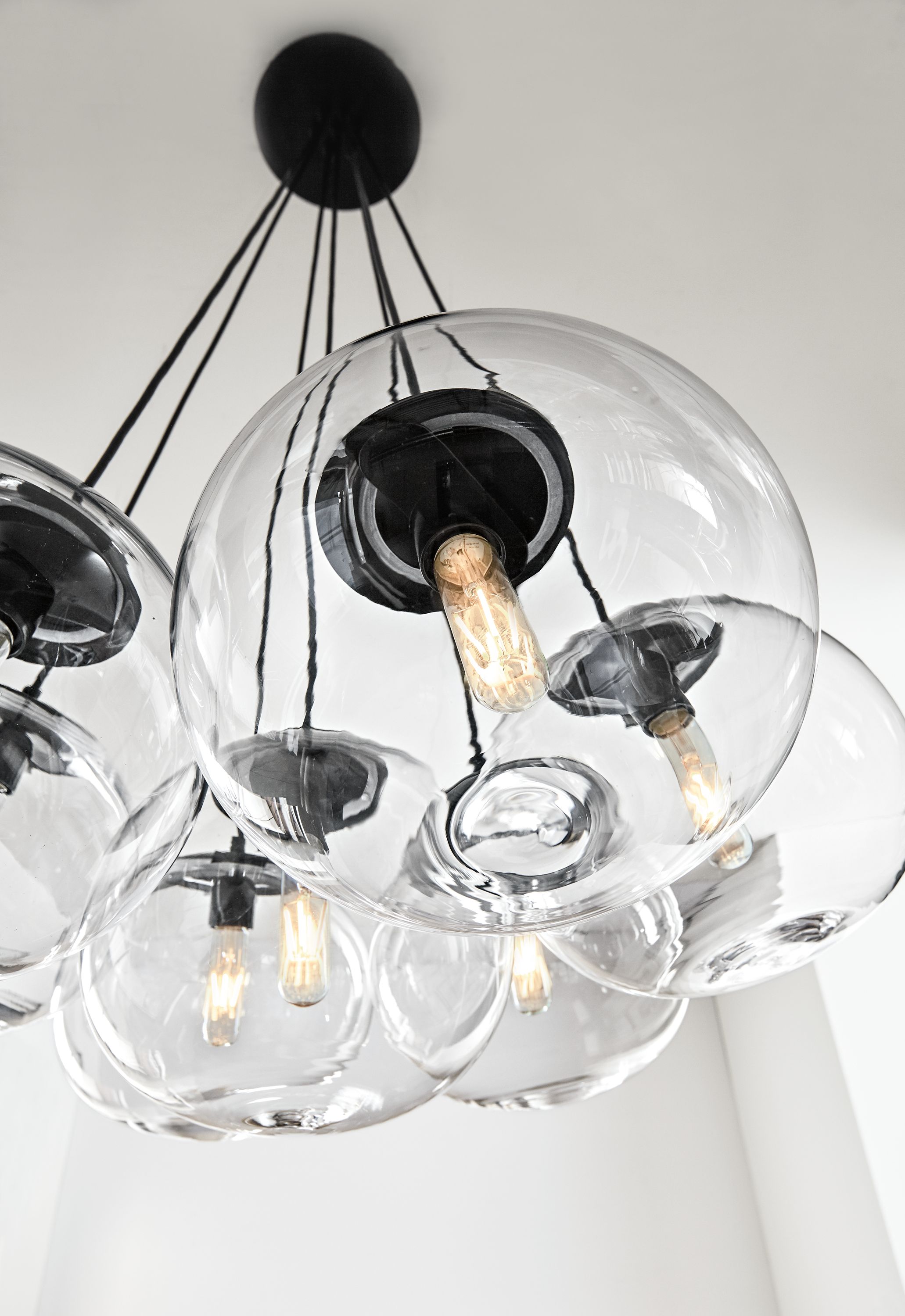 Detail of Humboldt globe chandelier.