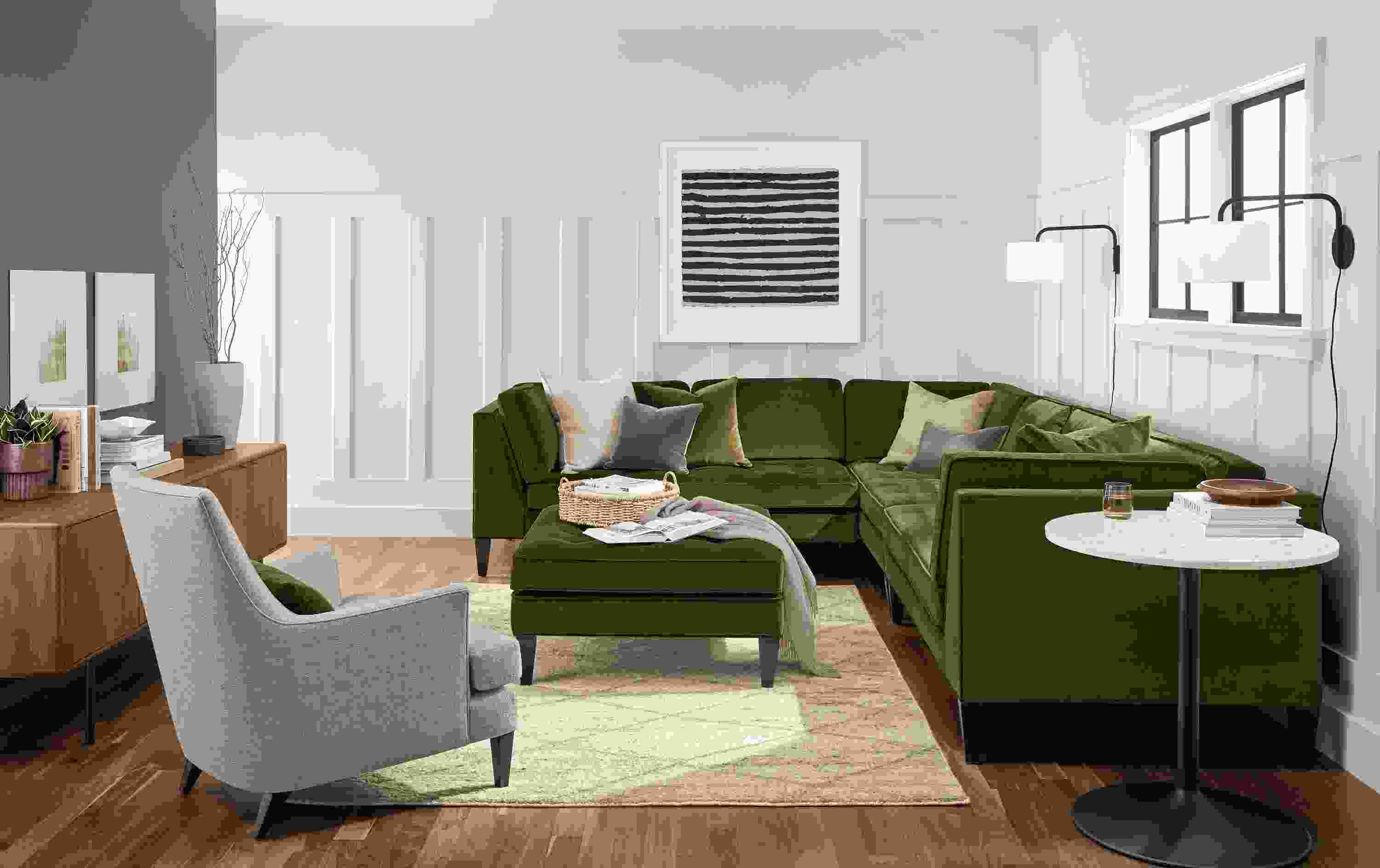 Detail of Hutton three-piece sectional.