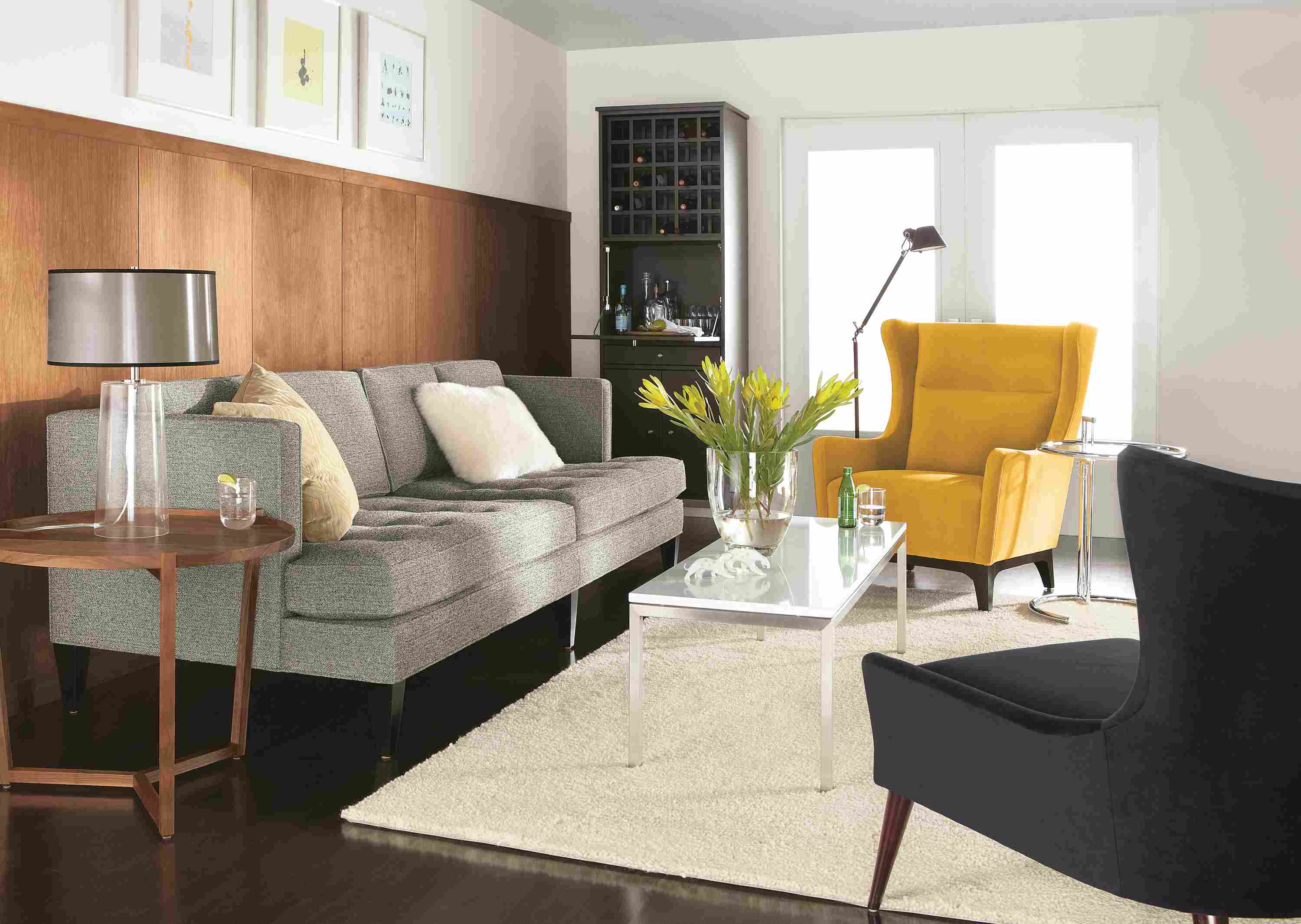 Living room with Hutton sofa in tatum salt.