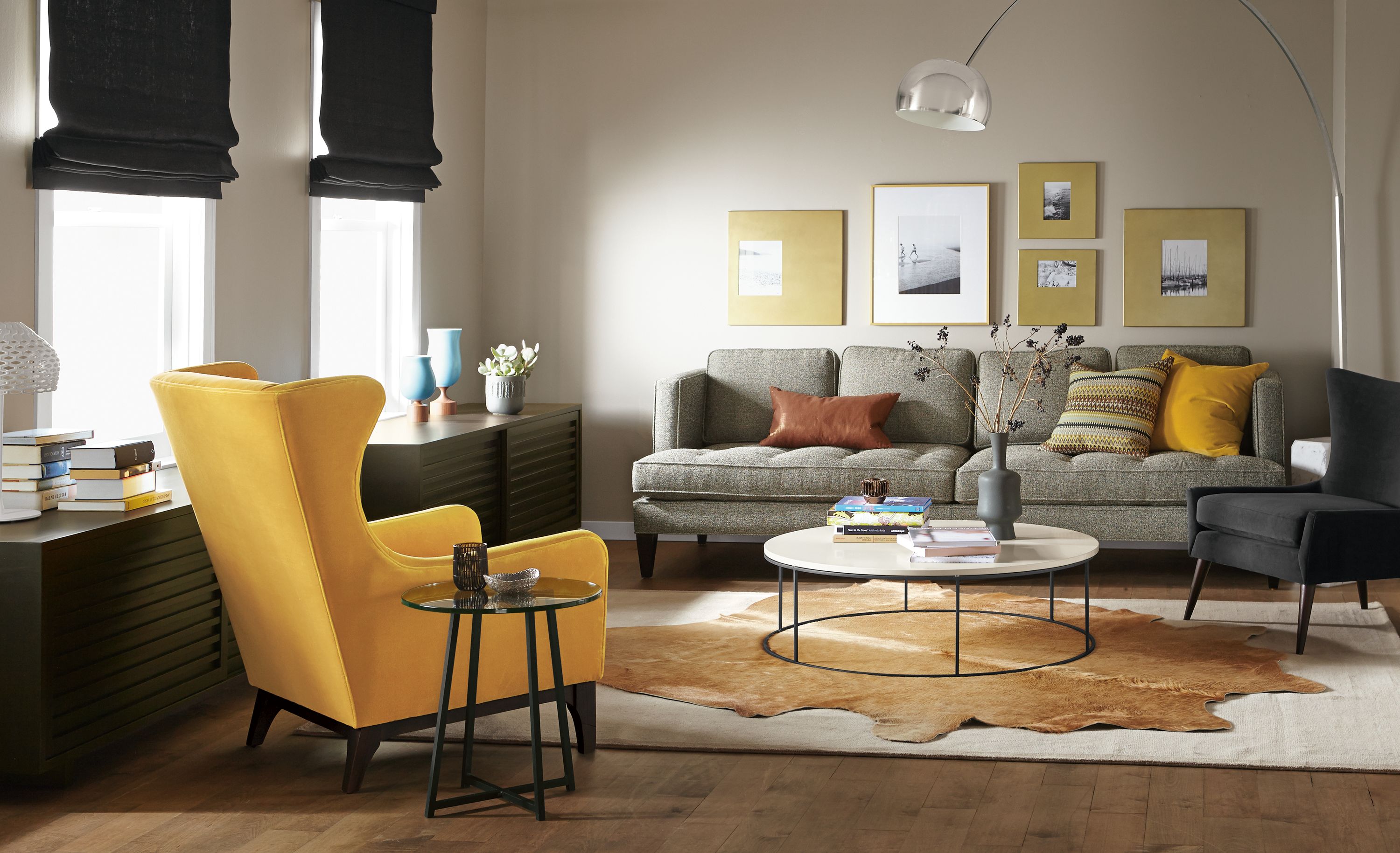 Detail of Hutton 98-inch grey sofa.