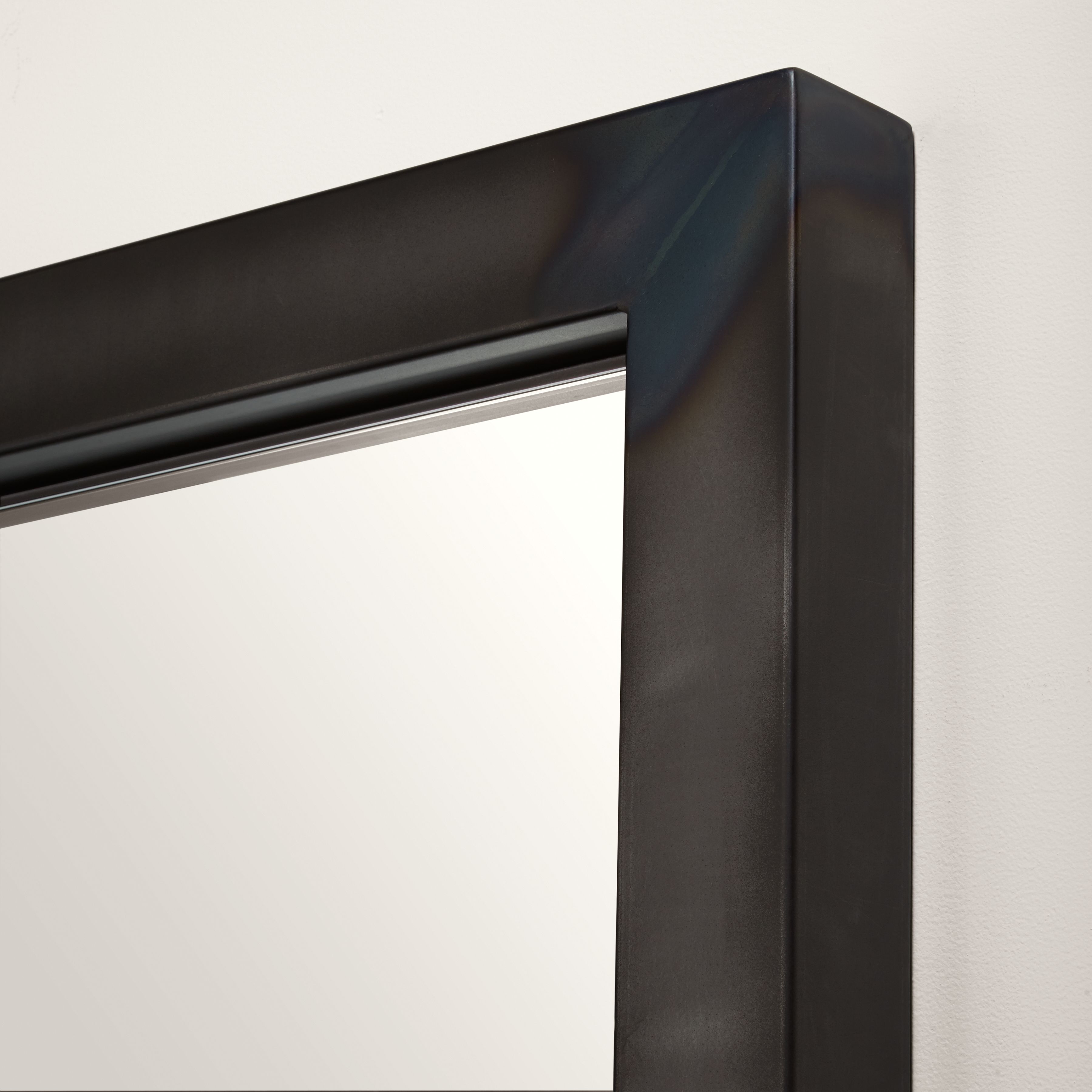 Detail of Industry 30x40 Mirror in Natural Steel.