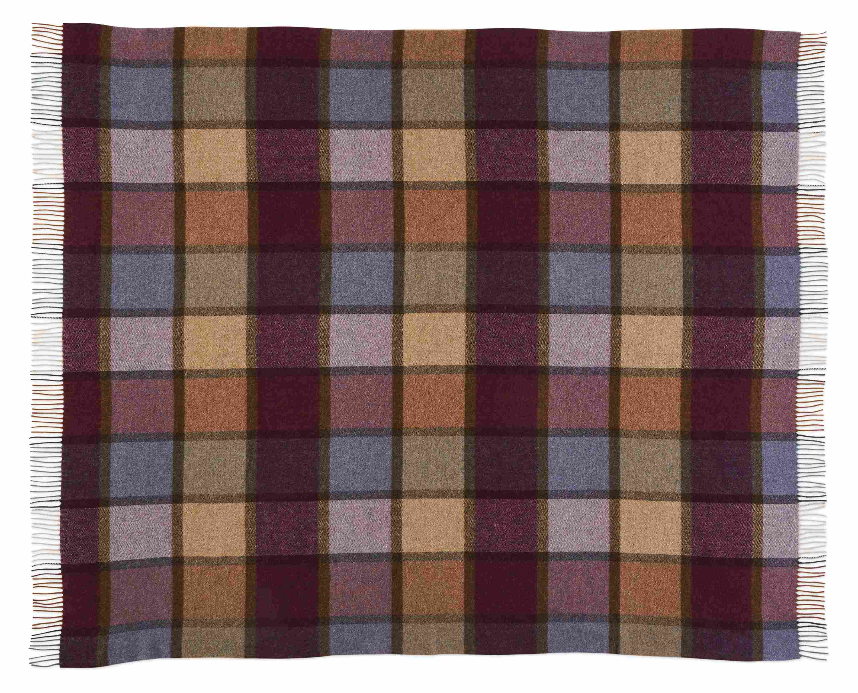 Overhead view of irvine throw blanket in aubergine.