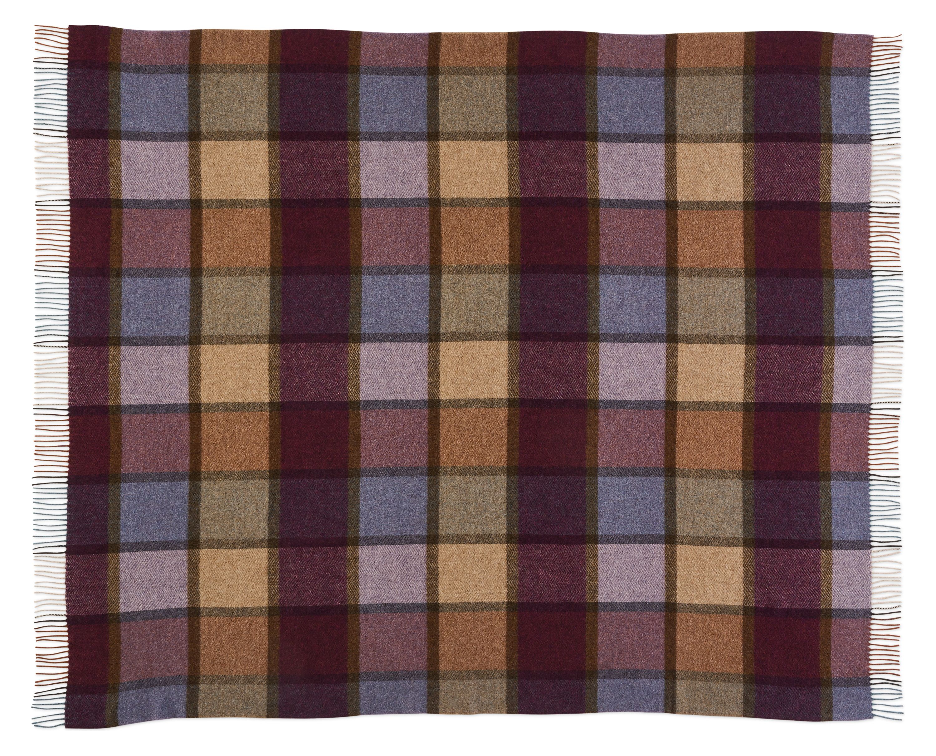 Overhead view of irvine throw blanket in aubergine.