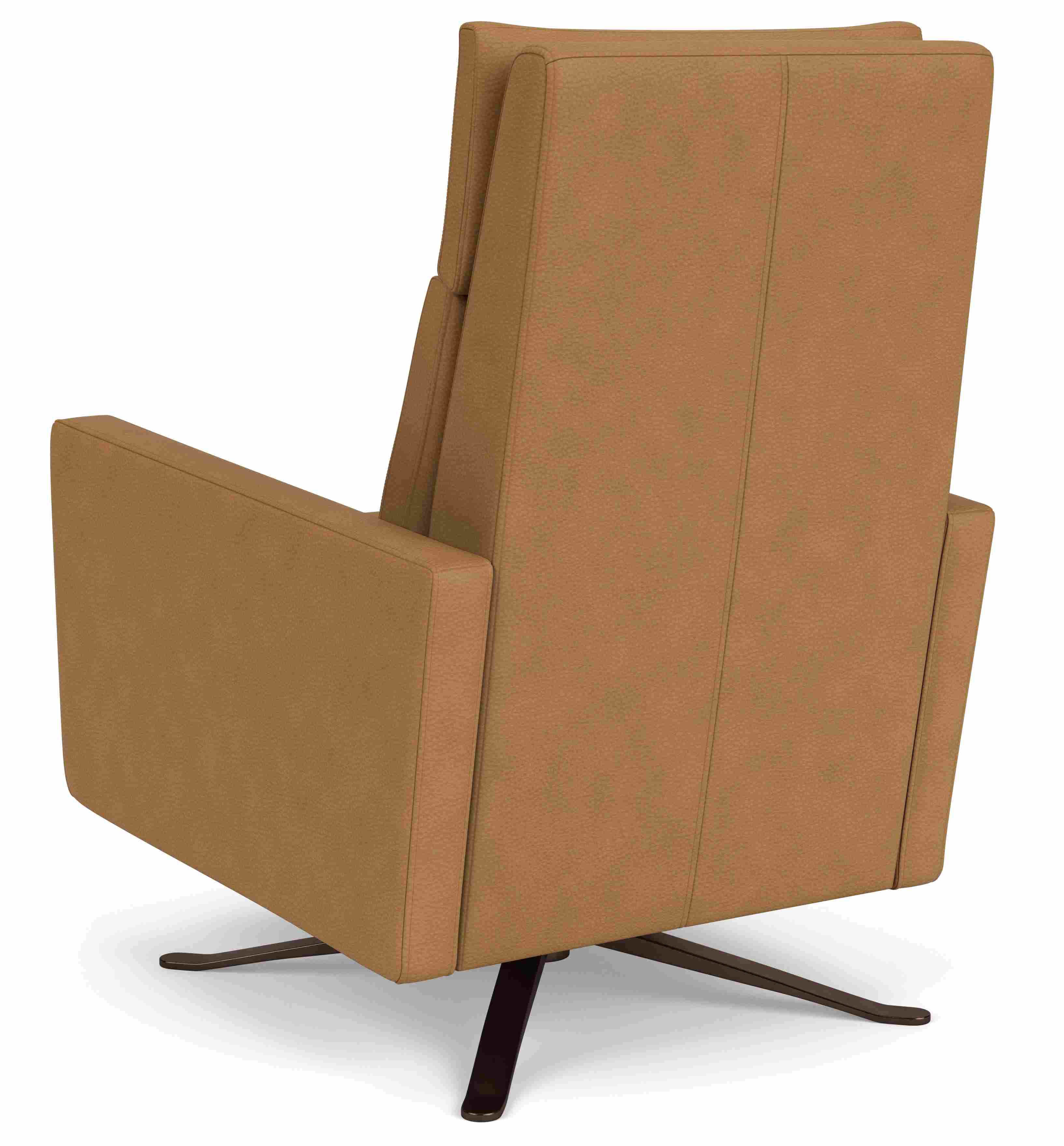 Back view of Isaac Recliner with Metal Base in Leather