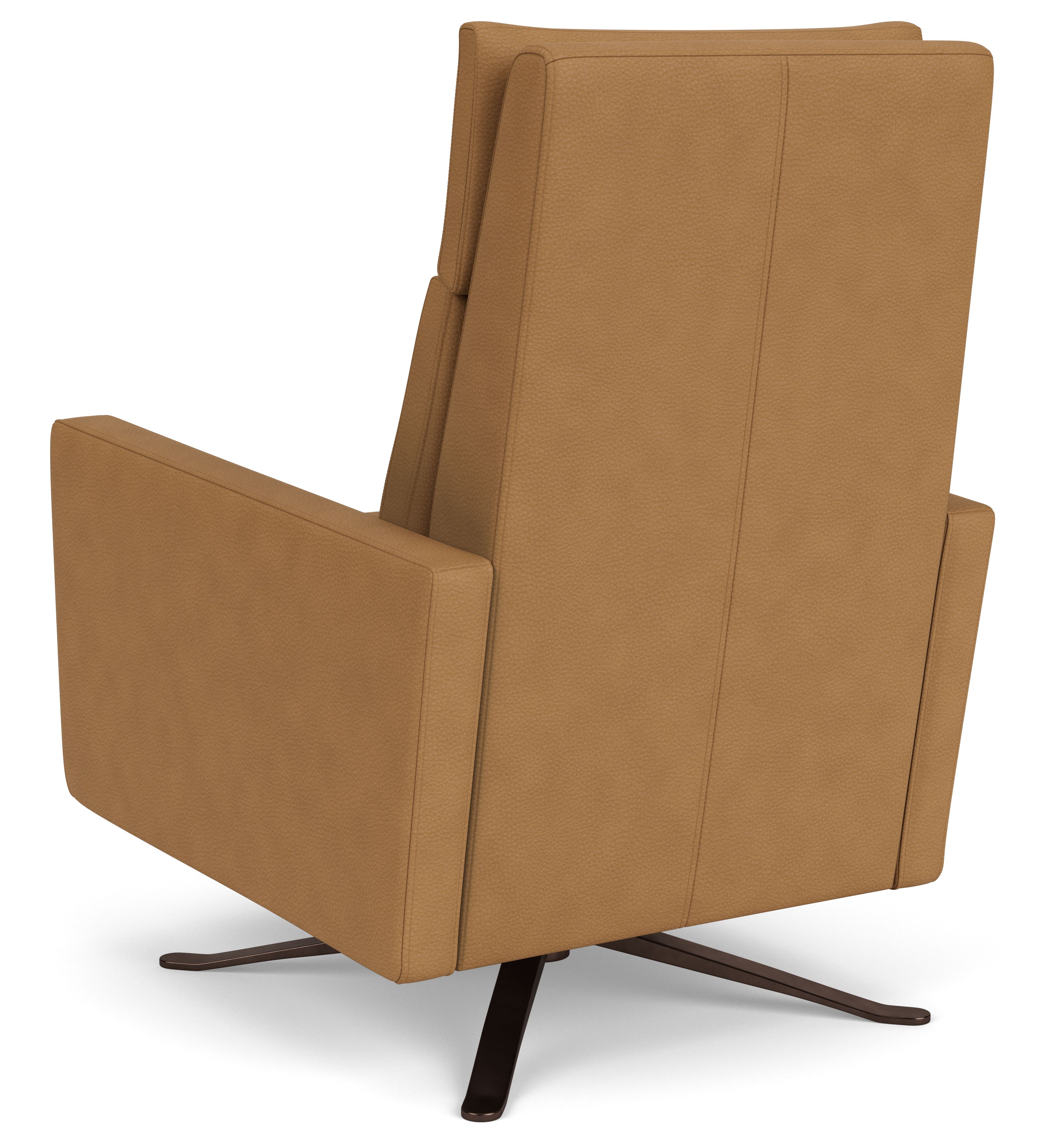 Back view of Isaac Recliner with Metal Base in Leather