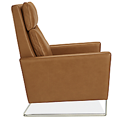 Side view of Isaac Select Recliner Thin-Arm in Lecco Leather with Metal Base.