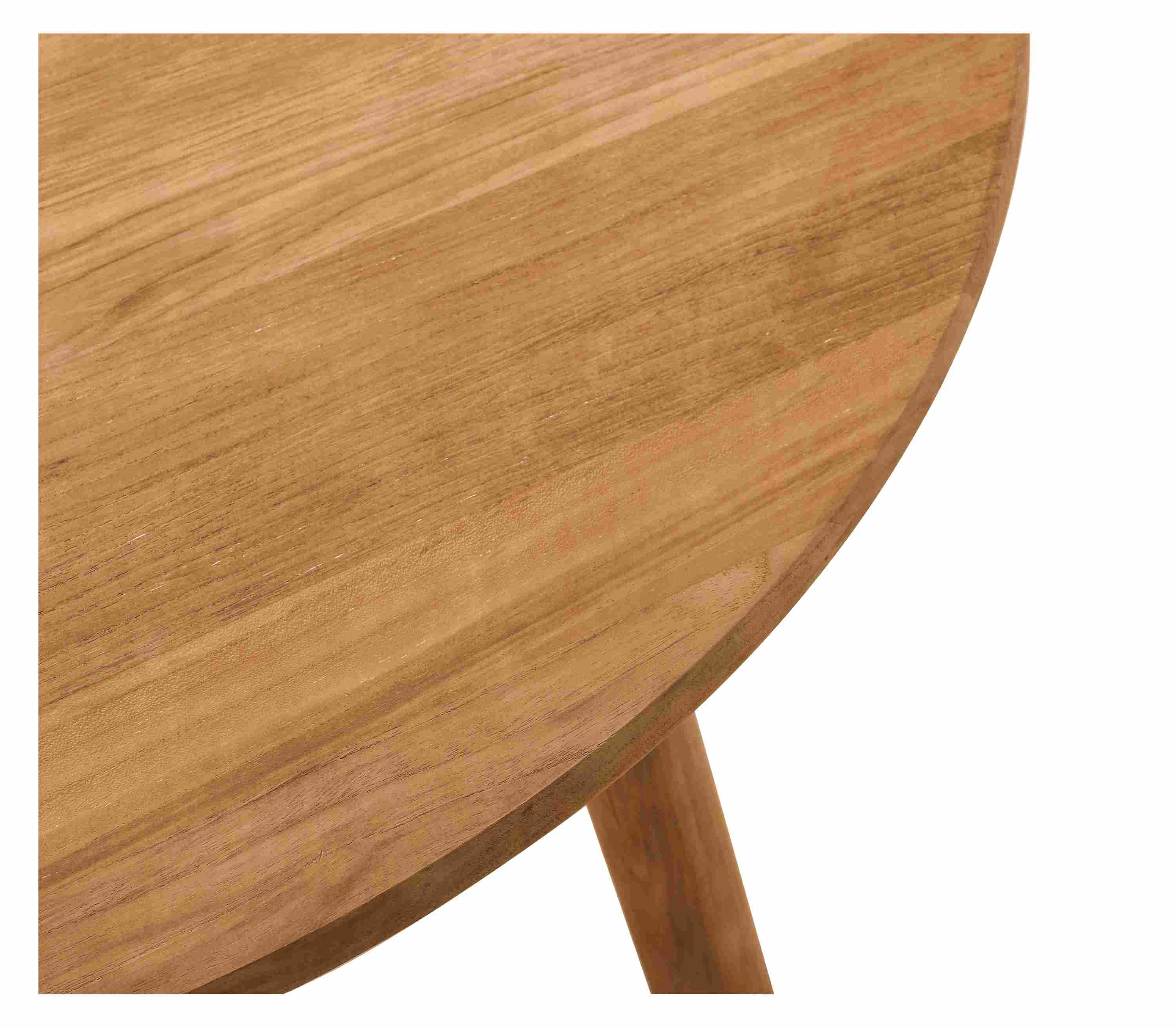 Top detail of Isley 36-round 18-high Coffee Table in Teak.