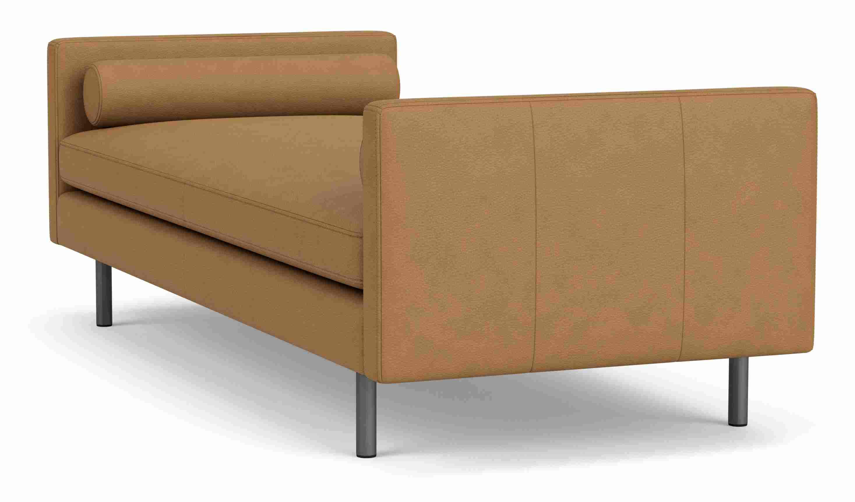 Back view of Jasper 86" Daybed in Leather with Metal Legs