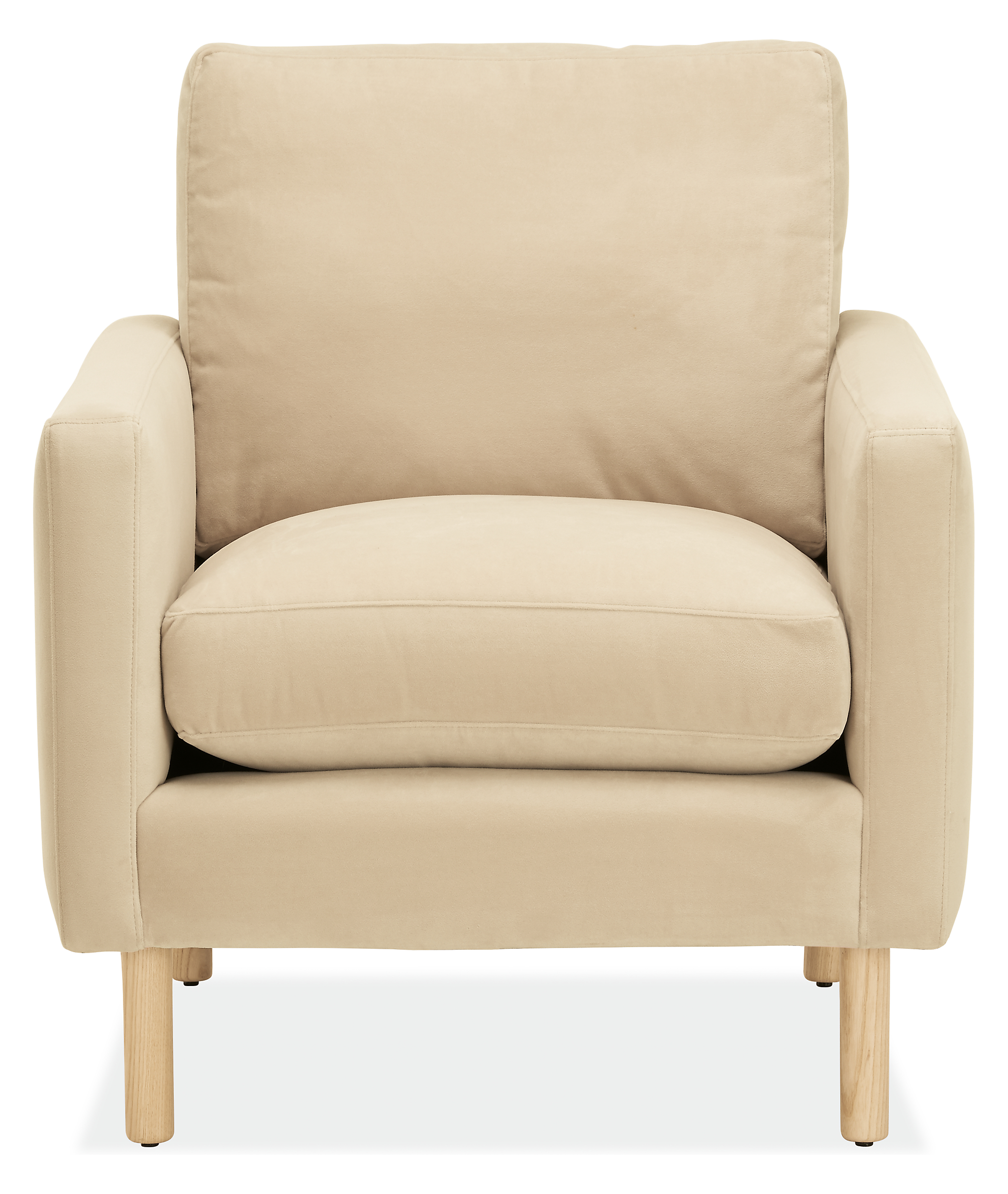 Front view of Jasper 30" Chair in View Fabric with Wood Legs.