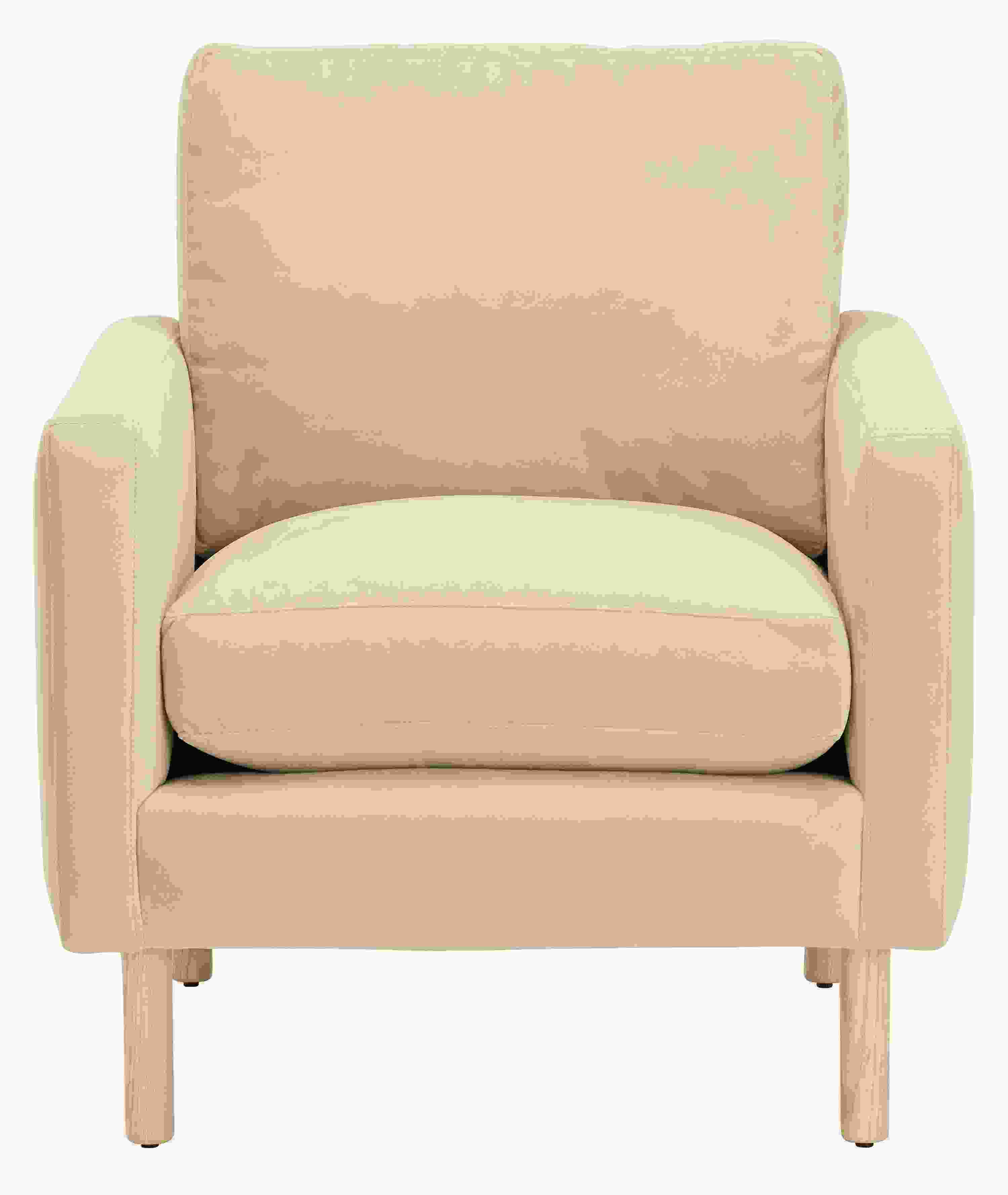 Front view of Jasper 30" Chair in View Fabric with Wood Legs.