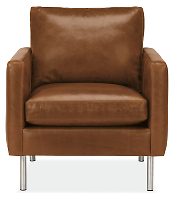 Front view of Jasper 30" Chair in Vento Leather with Metal Legs.