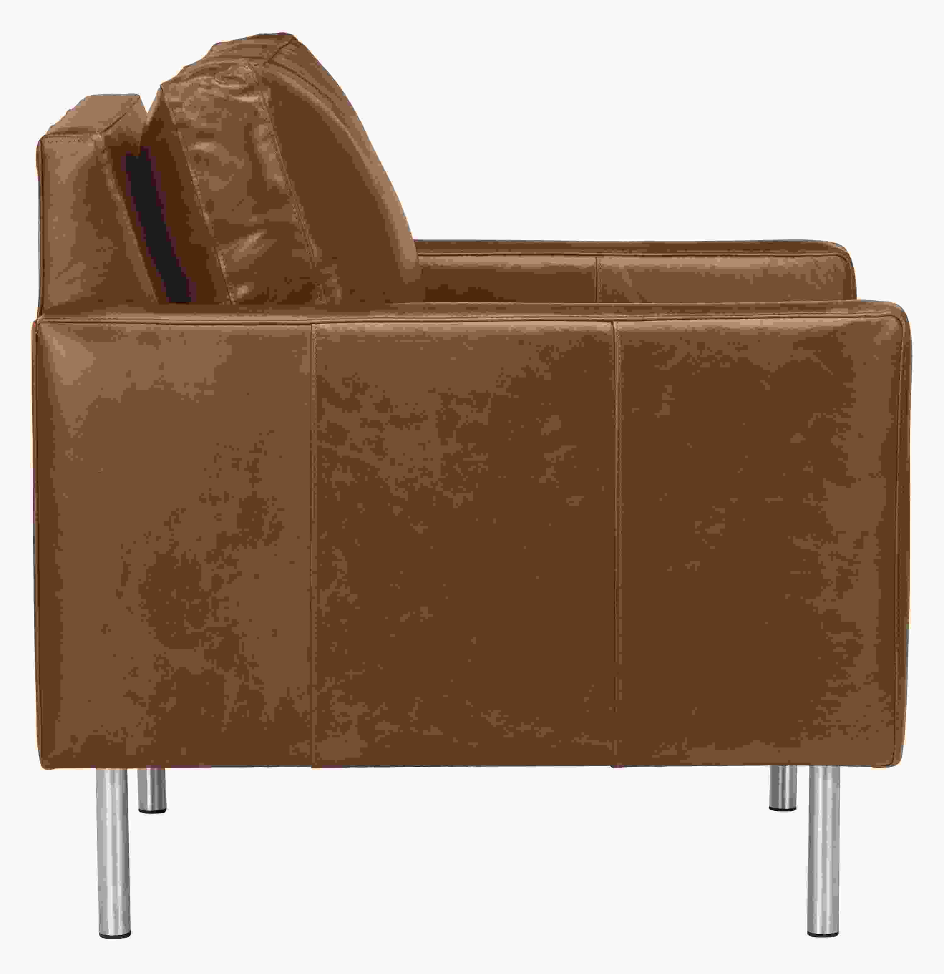 Side view of Jasper 30 Chair in Vento Leather with Metal Legs.
