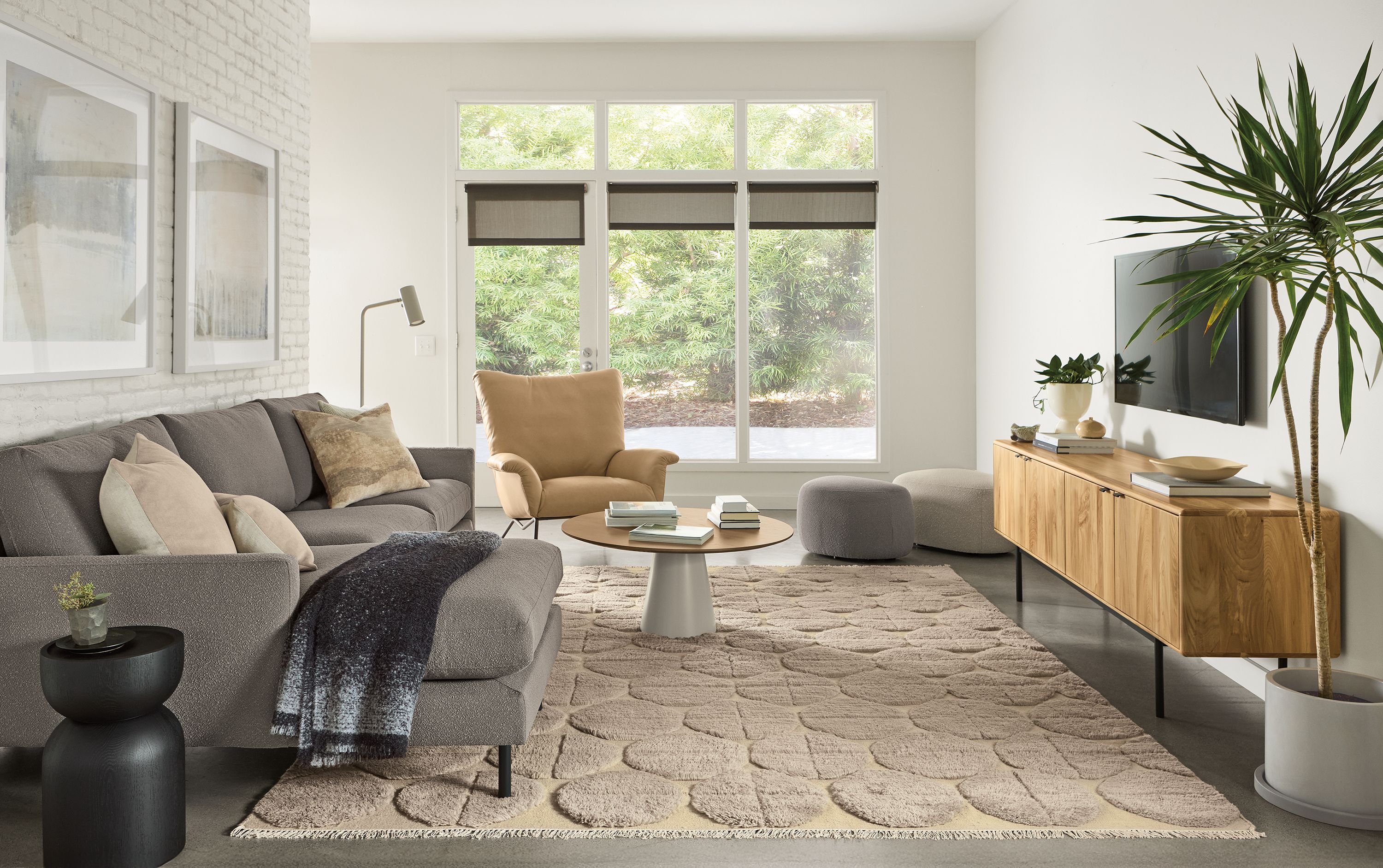 104" sofa with left-arm chaise in Declan putty fabric