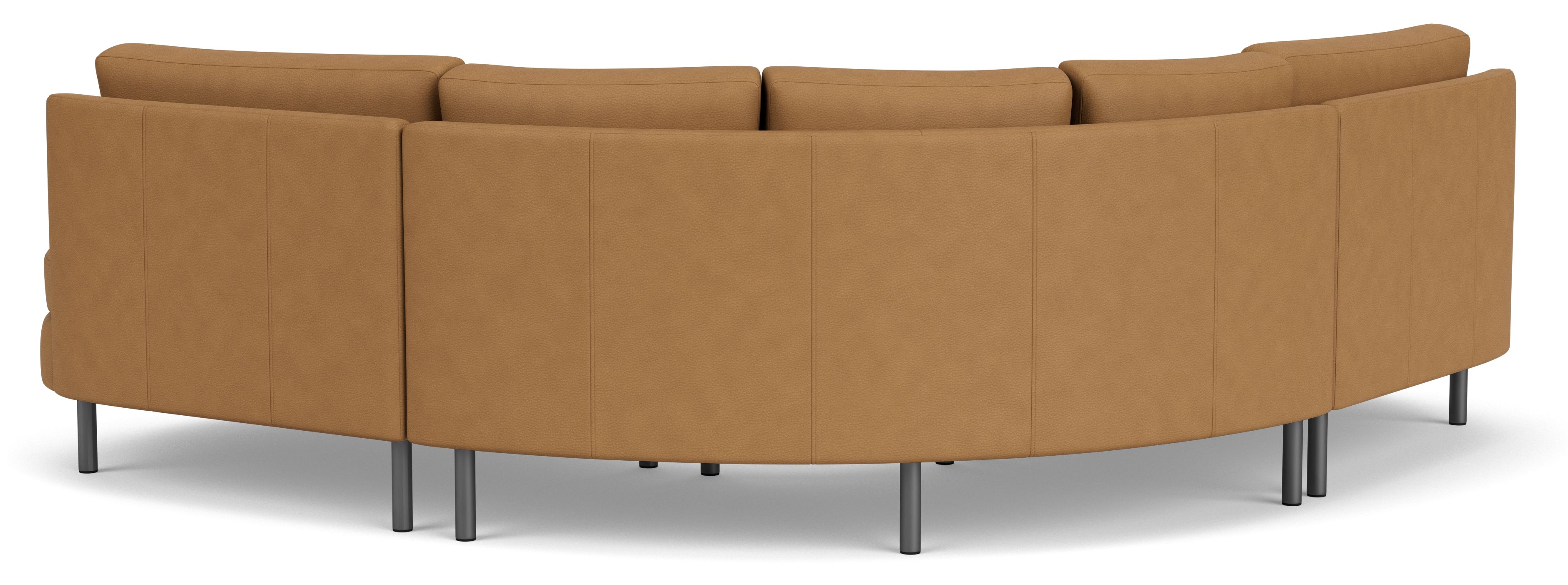 Back view of Jasper 100x100" Three-Piece Curved Sectional in Leather with Metal Legs