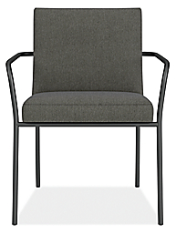 Front view of Joel Arm Chair in Pelham Grey Fabric and Graphite frame.